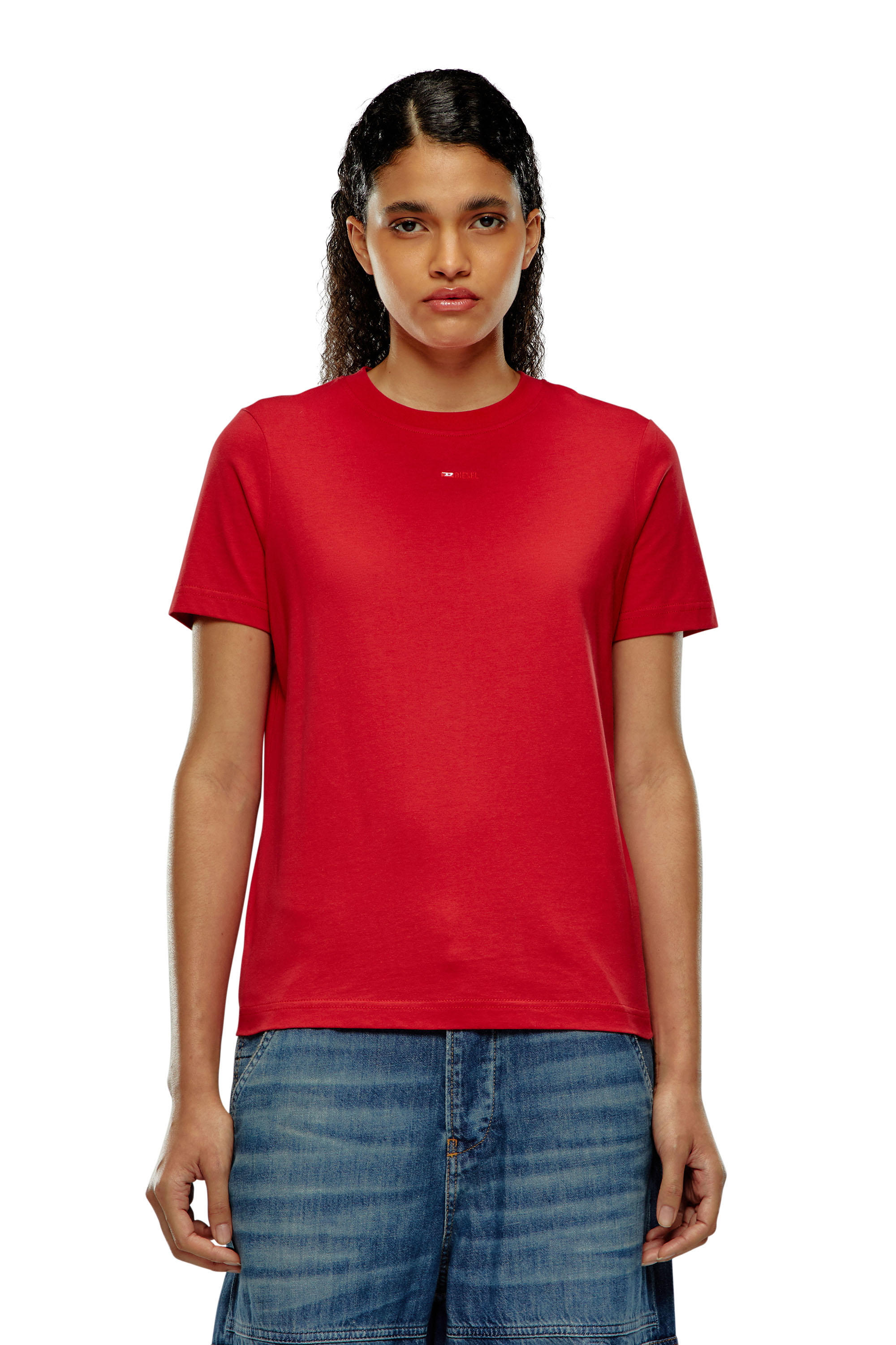 Diesel - T-REG-MICRODIV, Woman T-shirt with embroidered micro logo in Red - Image 4