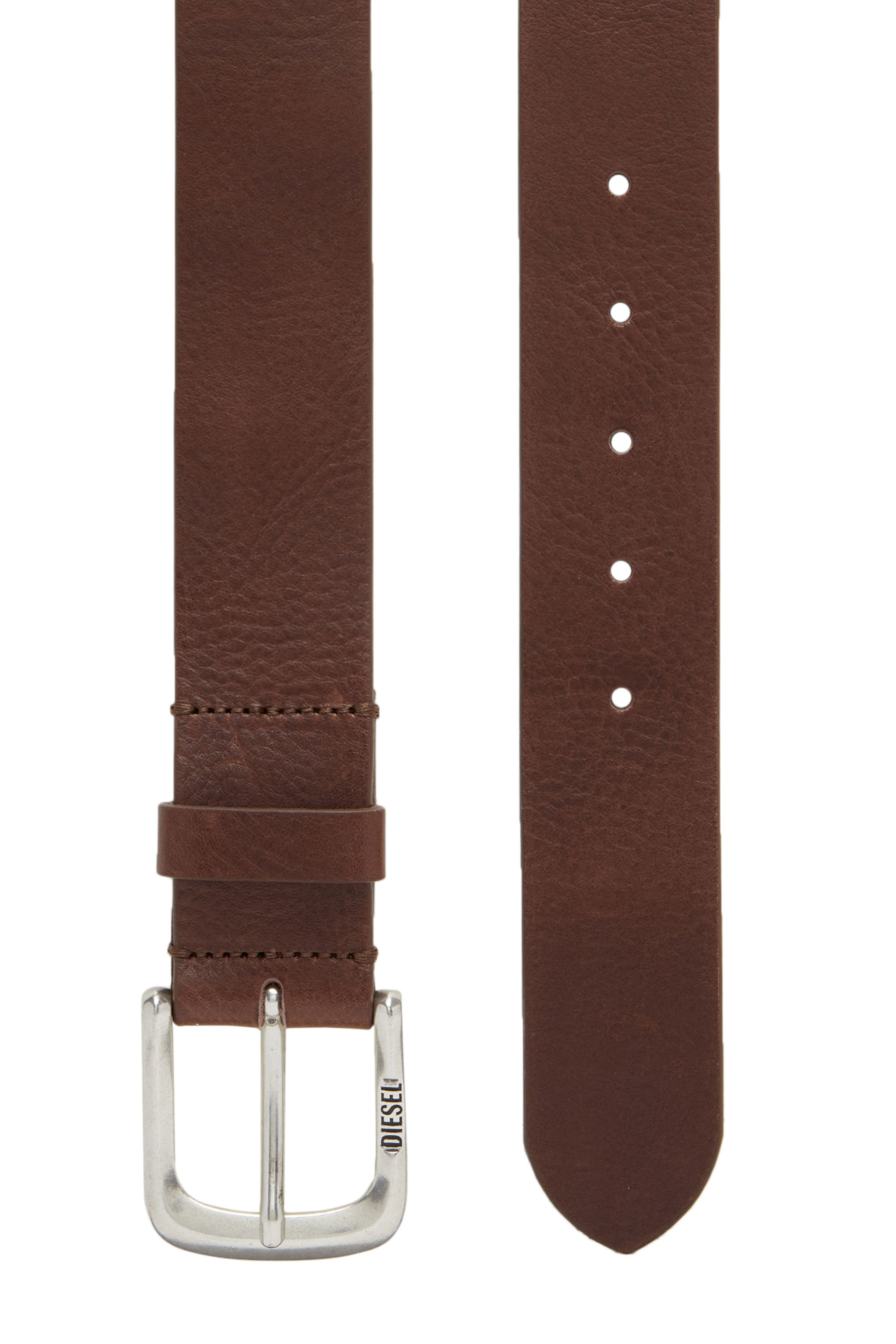 Diesel - B-JACKRON, Man Leather belt with Jacron Patch in Brown - Image 2