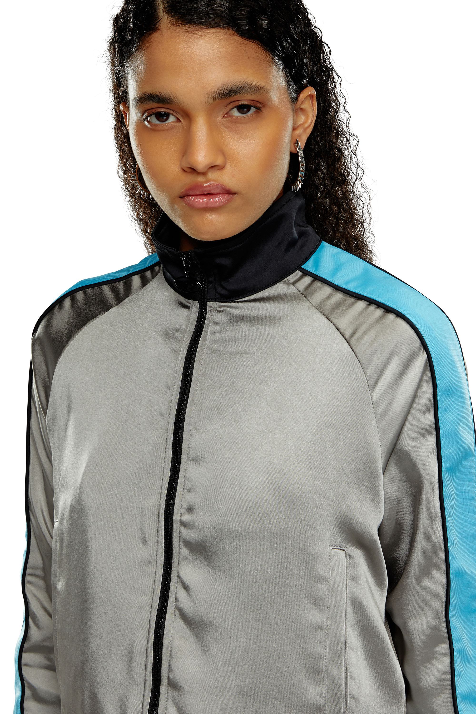 Diesel - G-LORIOUS, Woman Mixed-material track jacket with side stripes in Multicolor - Image 4