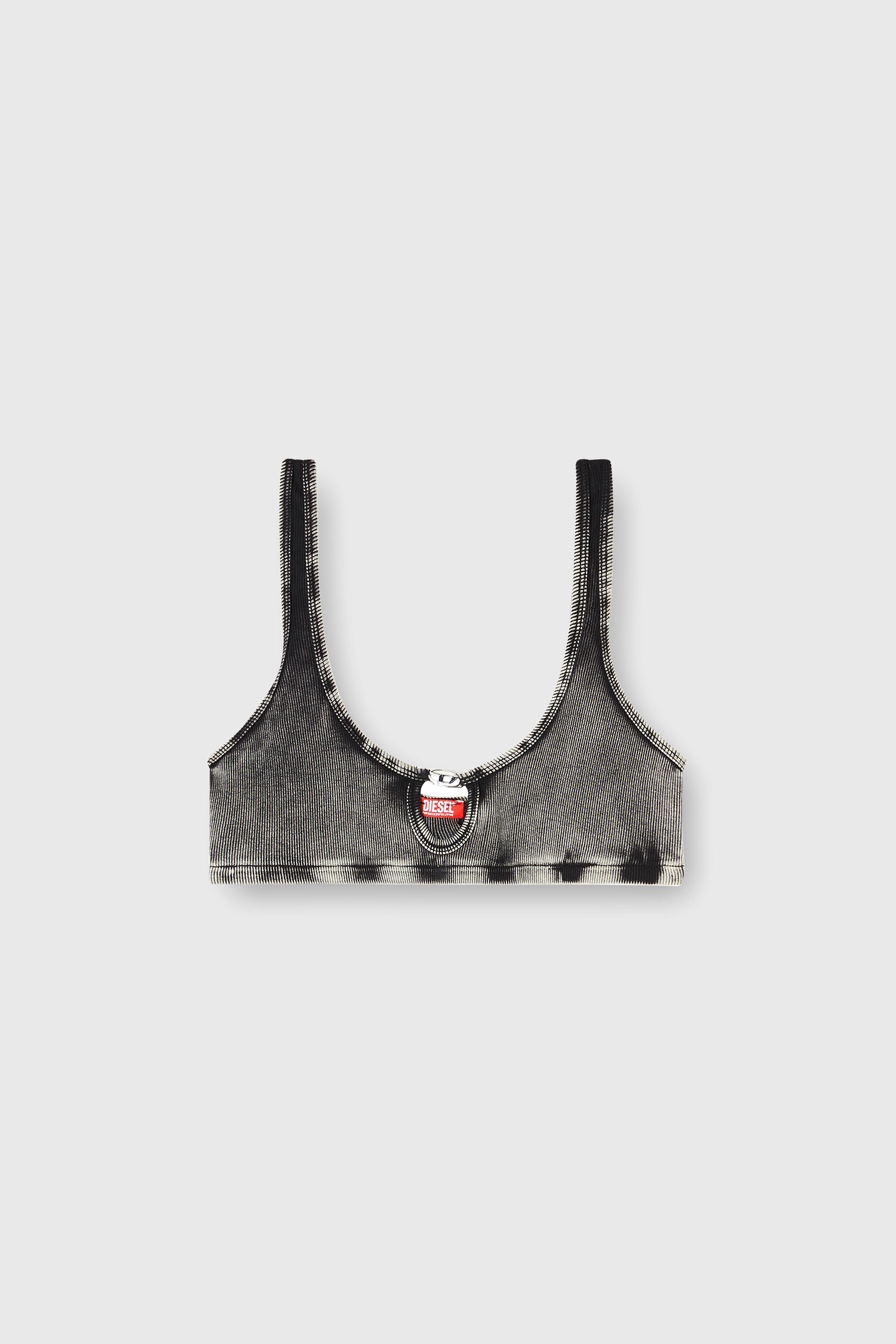 Diesel - FLORENCE-DNM, Woman's Bralette cotton rib with jewel Oval D in Grey - 2