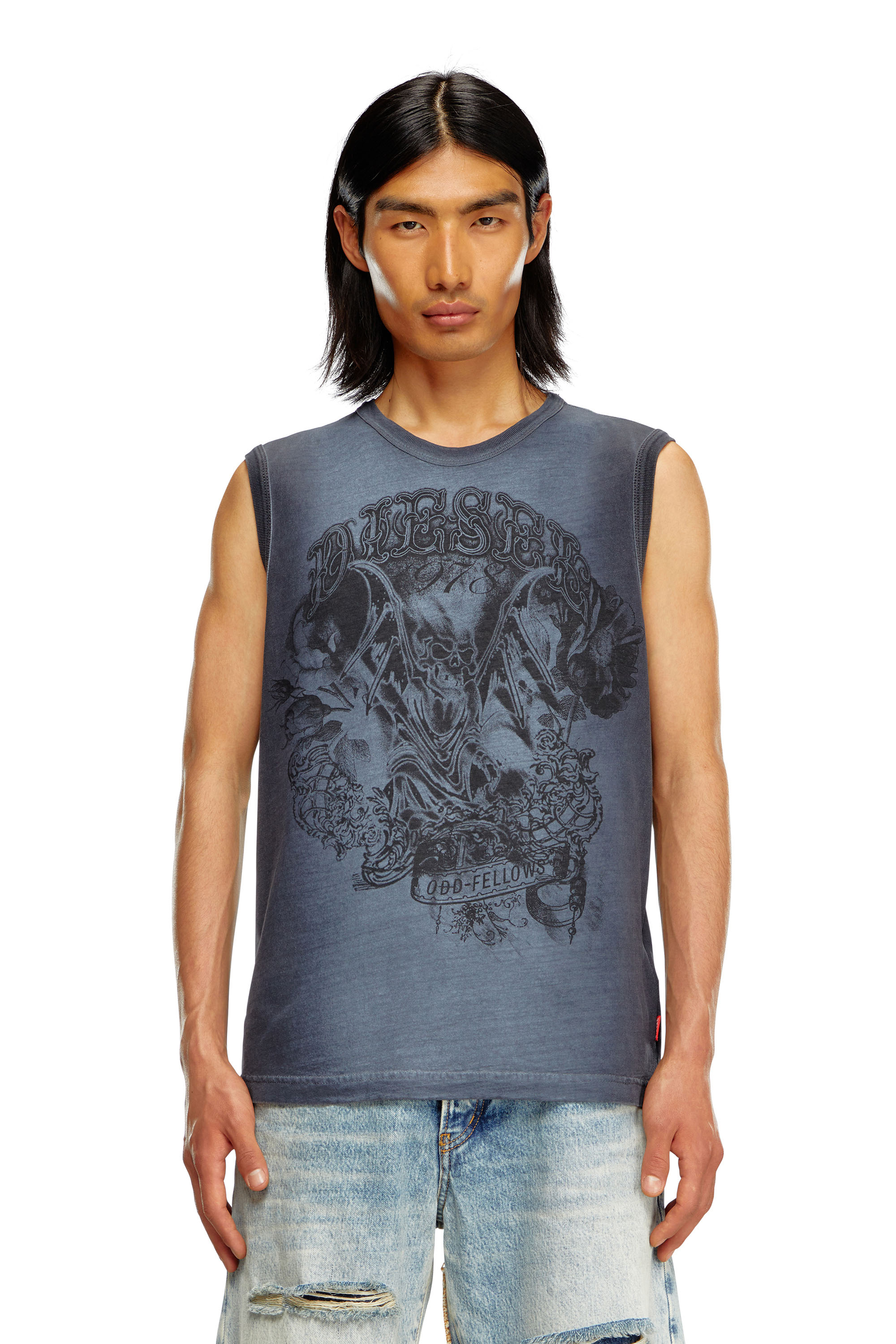 Diesel - T-BISCO-Q1, Man Faded tank top with graphic print in Blue - Image 5