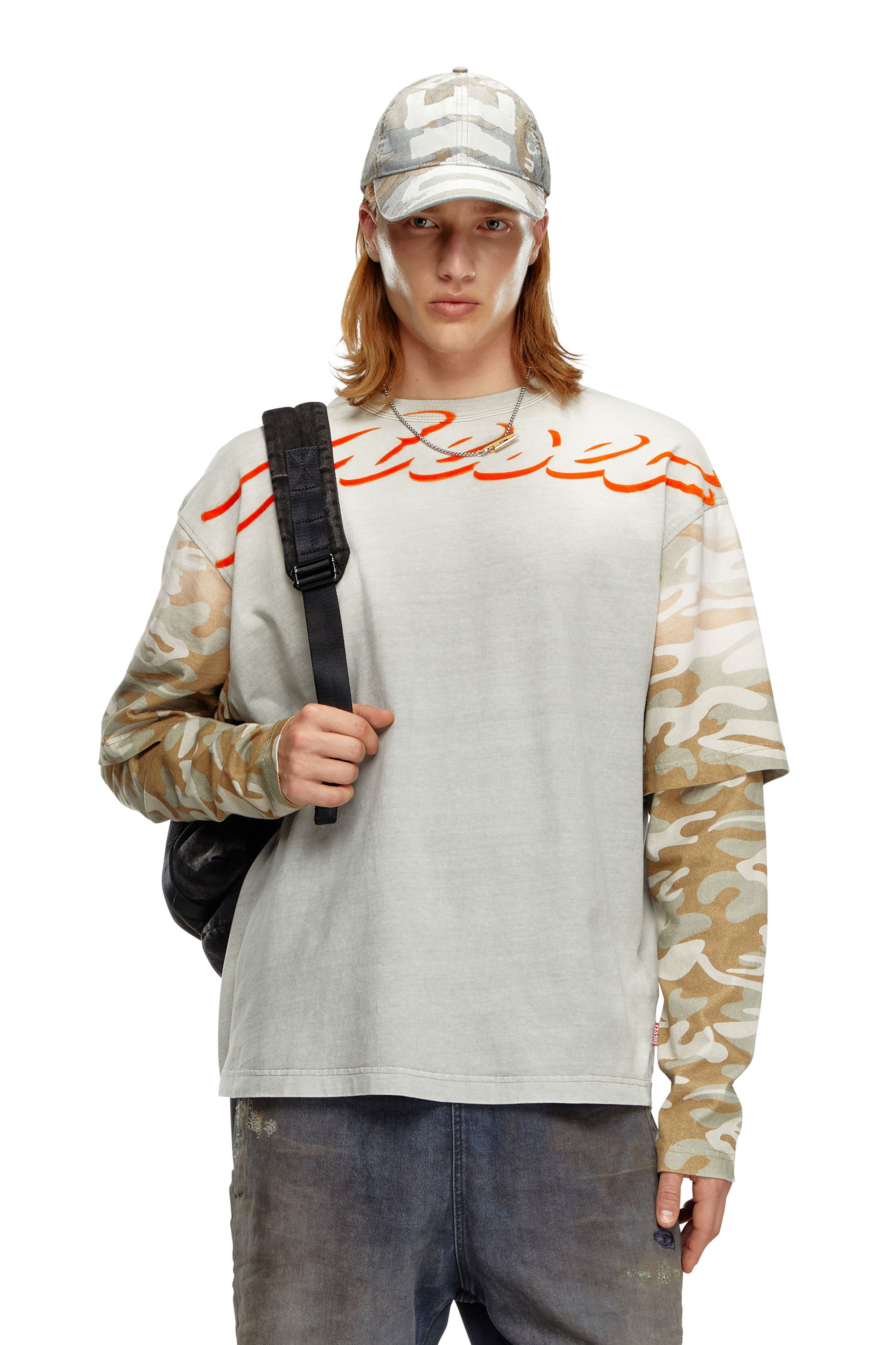 Diesel - T-WESHER-Q2, Man Layered top with camo motif in Multicolor - Image 1