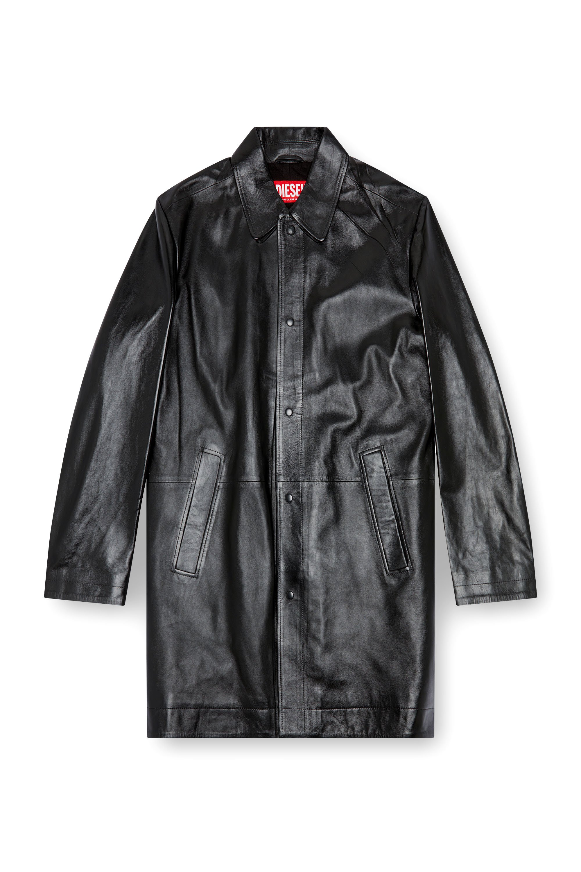 Diesel - L-CORDIER, Man Coated leather coat in Black - Image 6