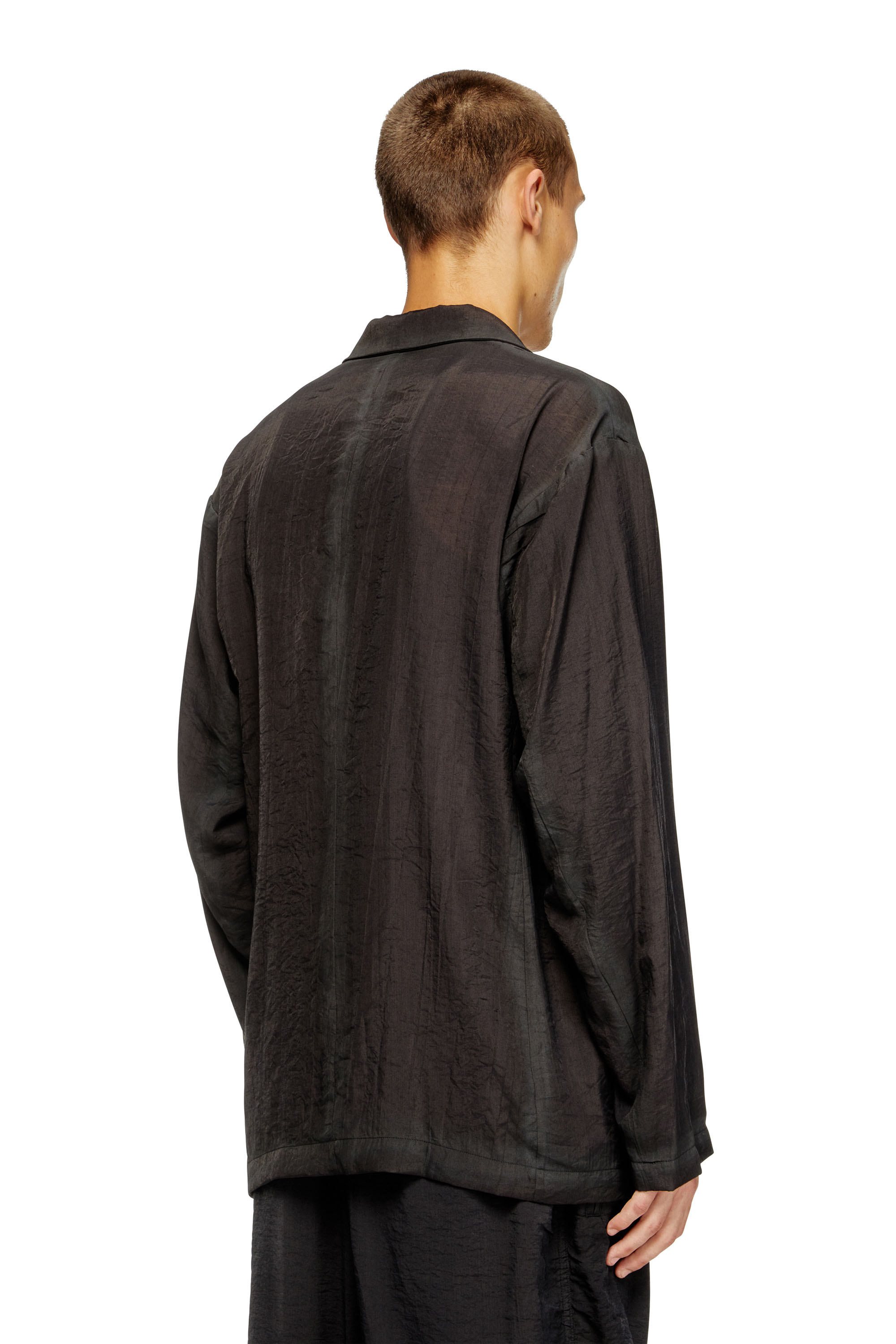Diesel - J-KEYSERY, Man's Double-breasted blazer in wrinkled shell in Dark grey - 4
