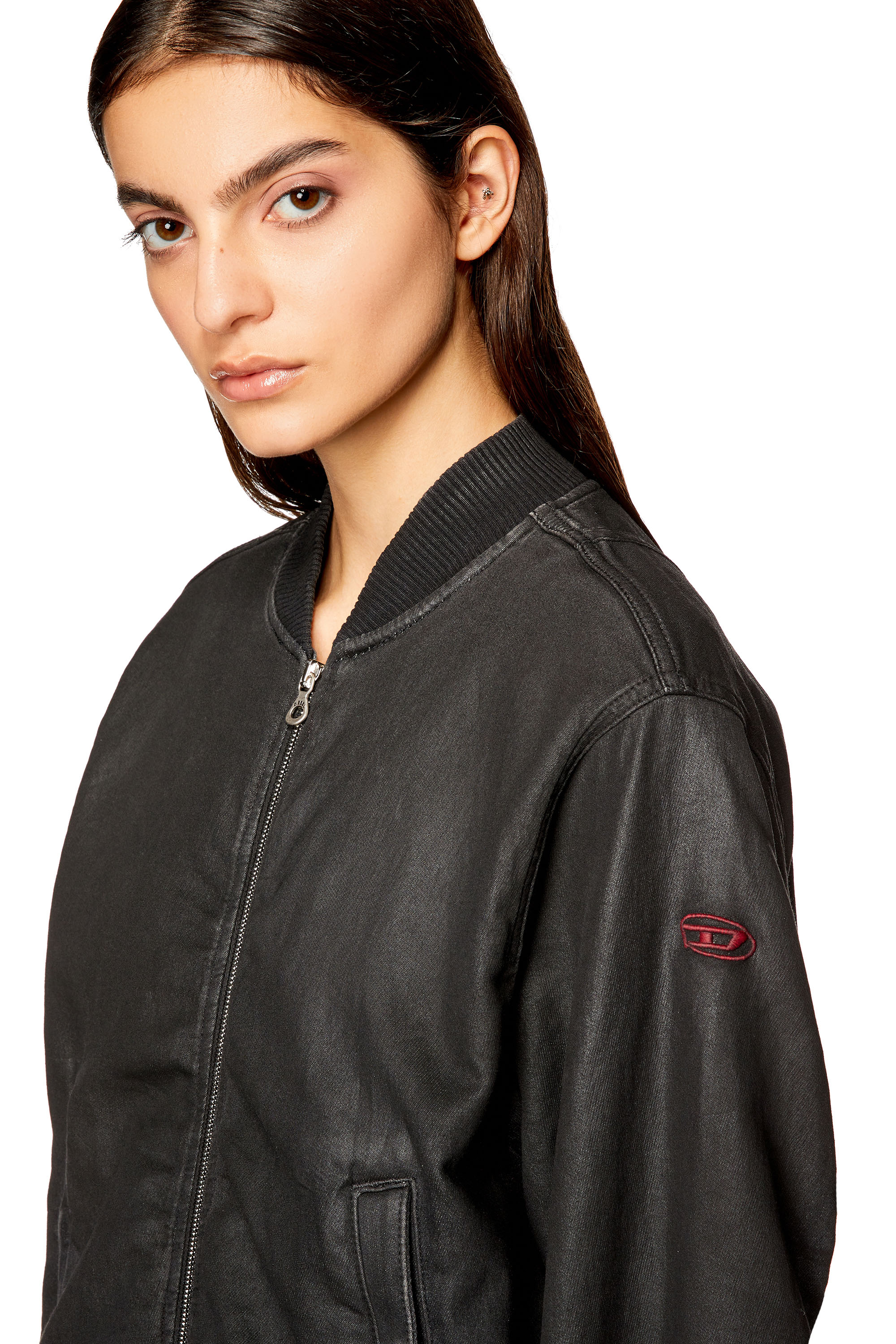 Diesel - DE-KIDDO JOGG, Woman Bomber jacket in coated denim in Black - Image 4