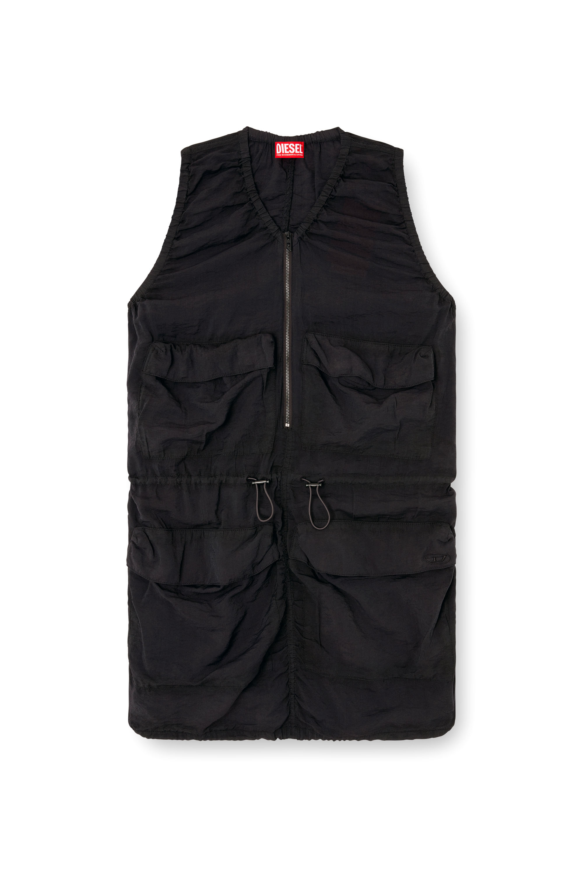 Diesel - D-RESDEN, Woman's Cargo dress in treated viscose-nylon in Dark grey - 2