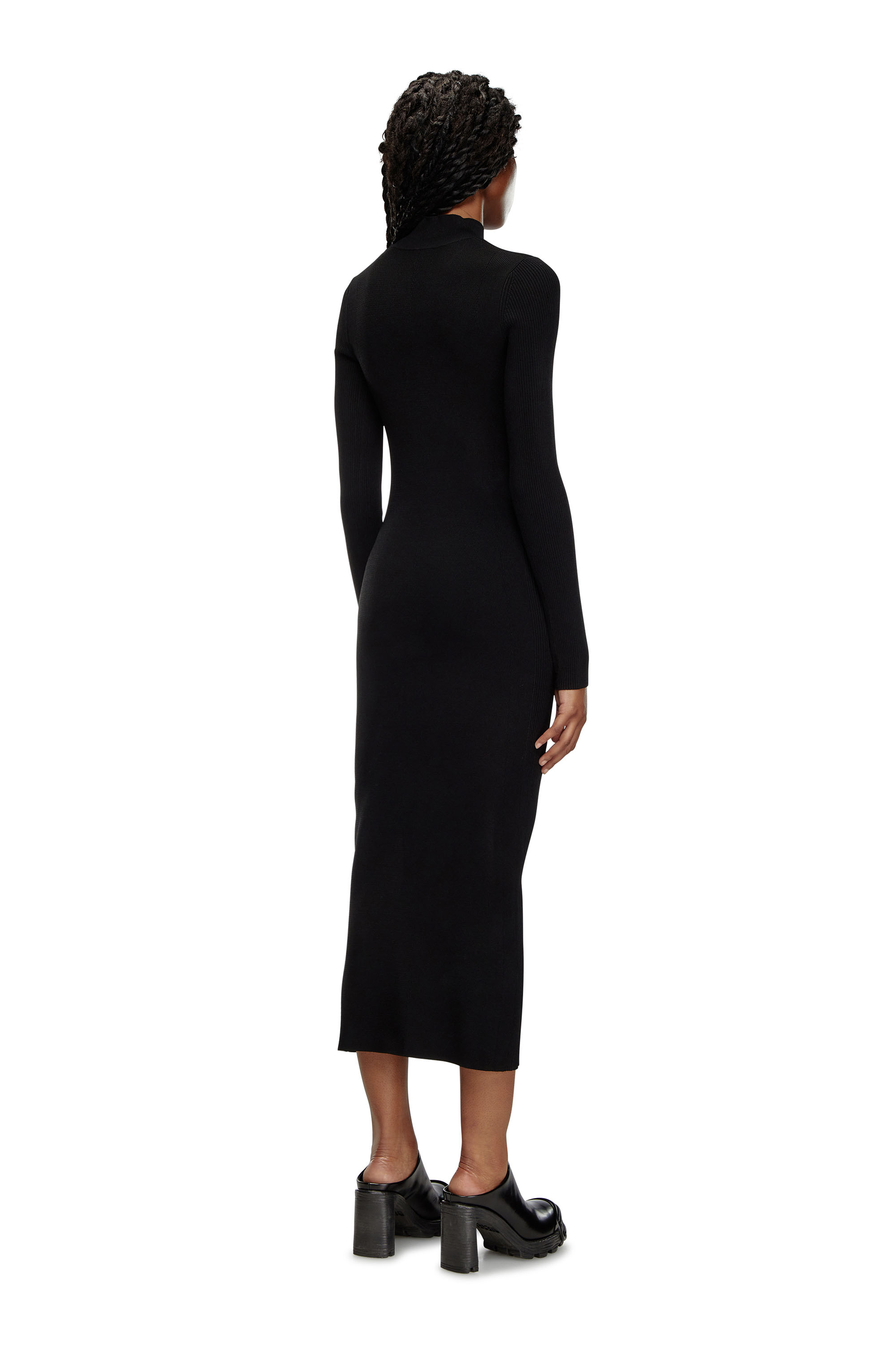 Diesel - M-ZARY-B, Woman's Midi dress in ribbed knit in Black - 2