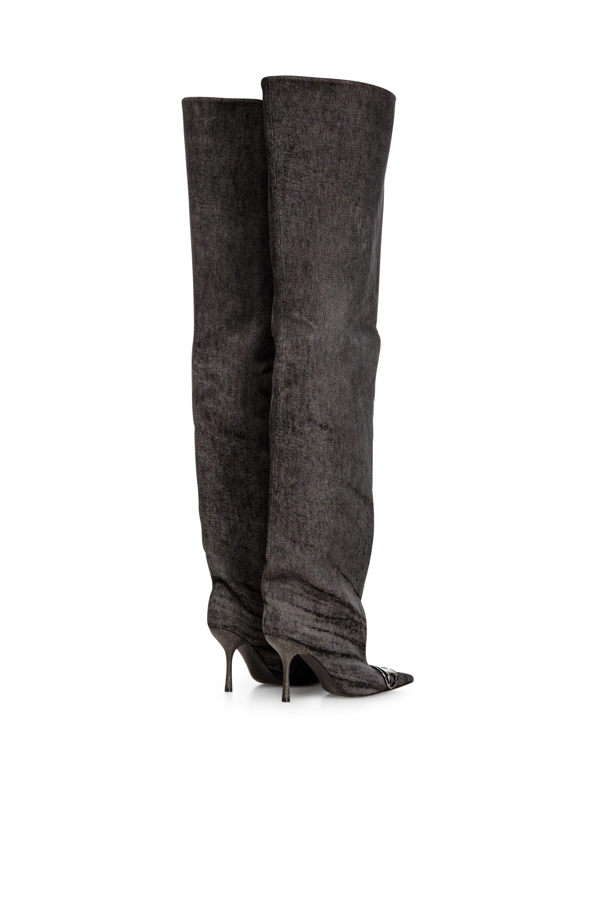 Diesel - D-VENUS 90 OTK BOOT, Woman's D-Venus-Over-the-knee boots in coated denim in Black - 3