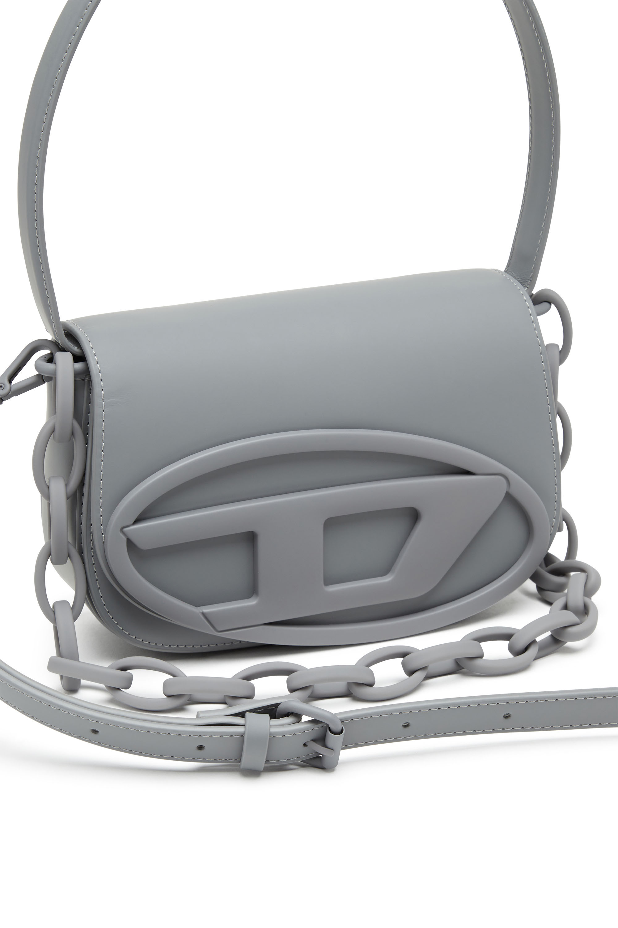 Diesel - 1DR, Woman 1DR-Iconic shoulder bag in matte leather in Grey - Image 5