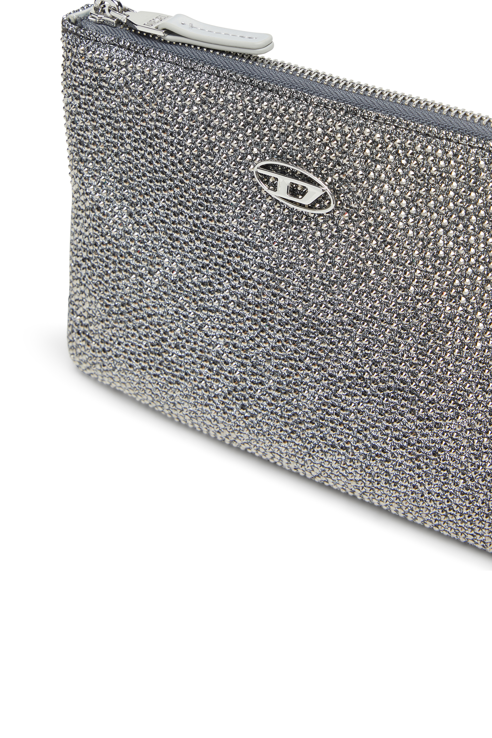 Diesel - PLAY POUCH II, Woman's Pouch in crystal lurex fabric in Silver - 5