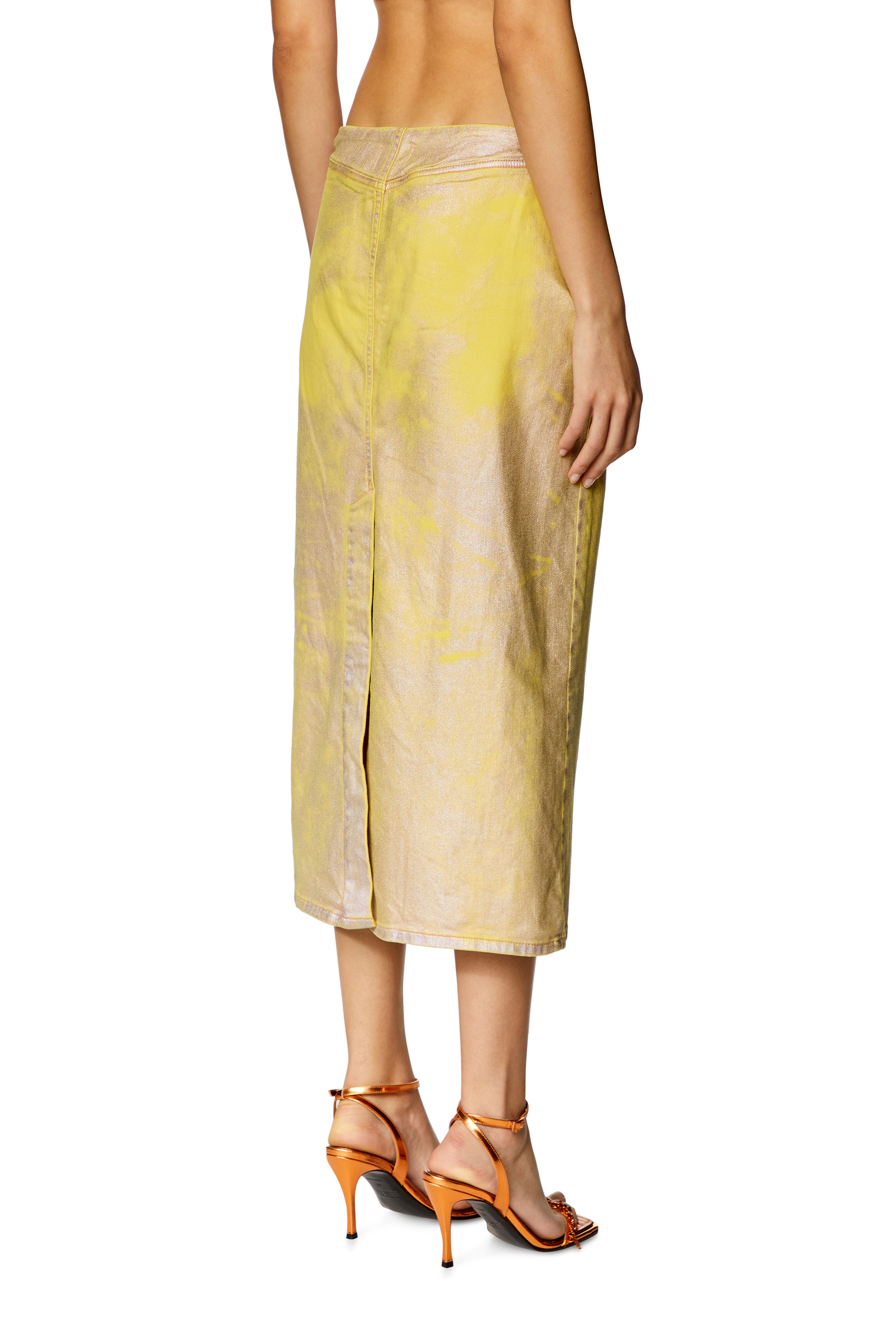 Diesel - DE-PRA-S2, Woman Skirt in bicolour laminated denim in Yellow - Image 4