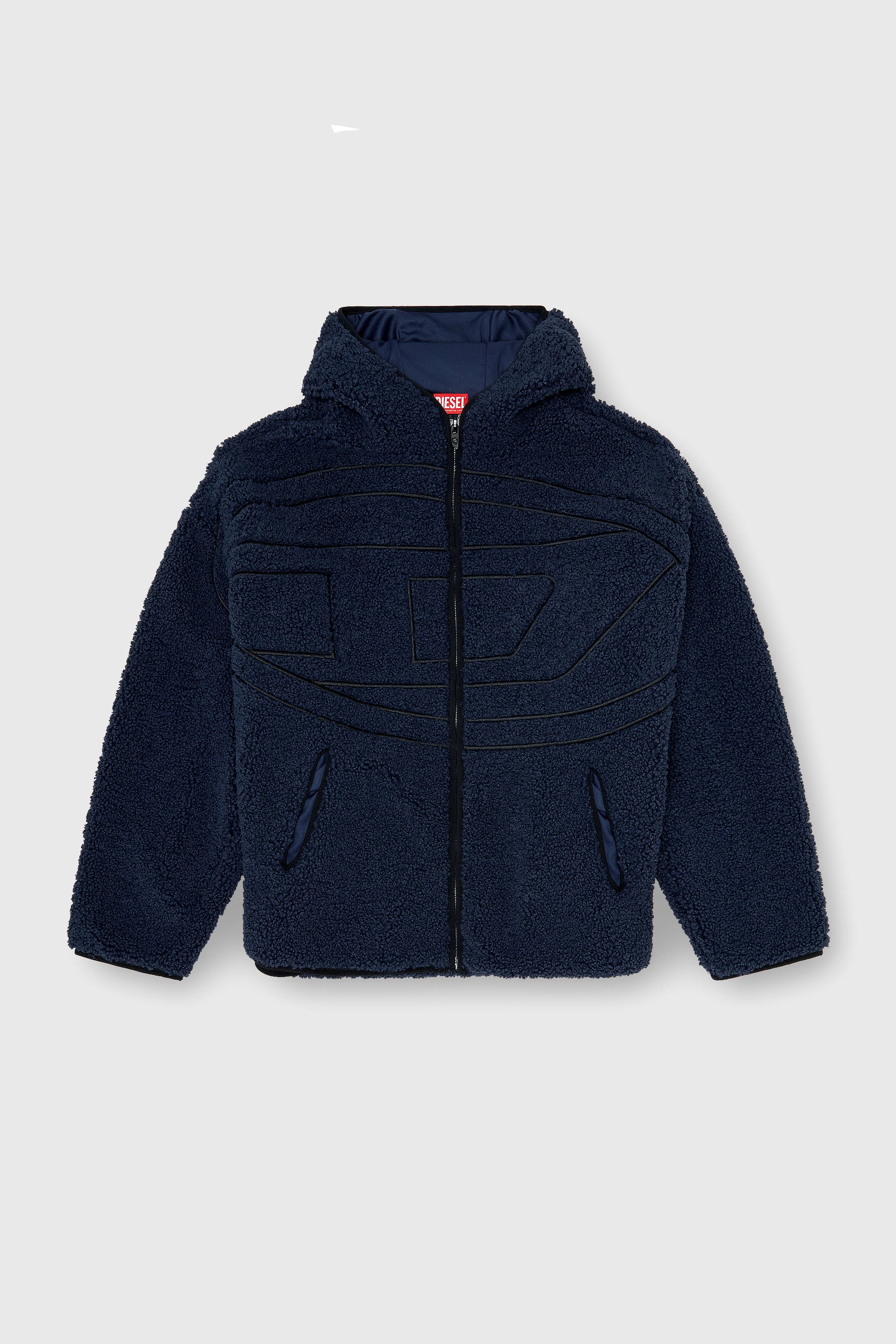 Diesel - S-ZAT, Man's Teddy hoodie sweatshirt in Dark Blue - 2