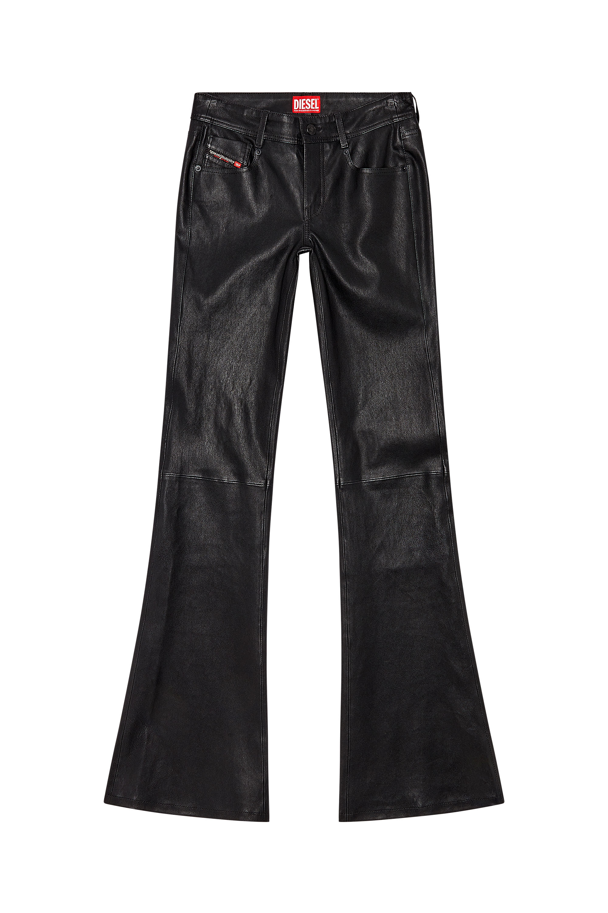 Diesel - L-STELLAR, Woman Bootcut pants in stretch leather in Black - Image 5