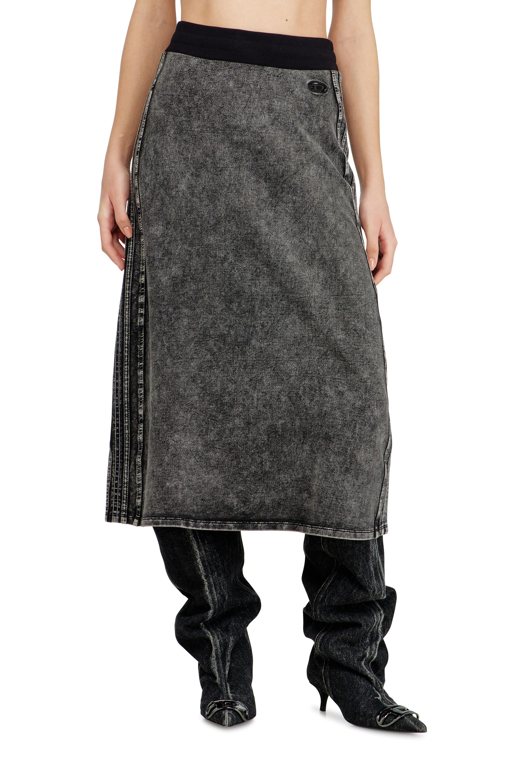 Diesel - O-ERMY, Woman's Fleece cotton skirt with side bands in null - 3