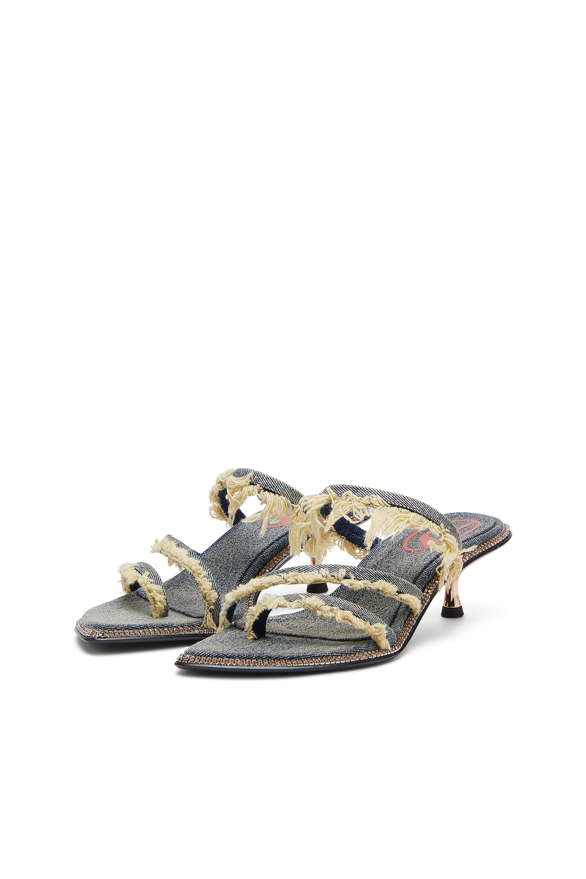 D-HAVANNA KITTIE, Blue Diesel - D-HAVANNA KITTIE, Woman's D-Havanna Kittie-Frayed-denim mules with crystals in Blue - 9