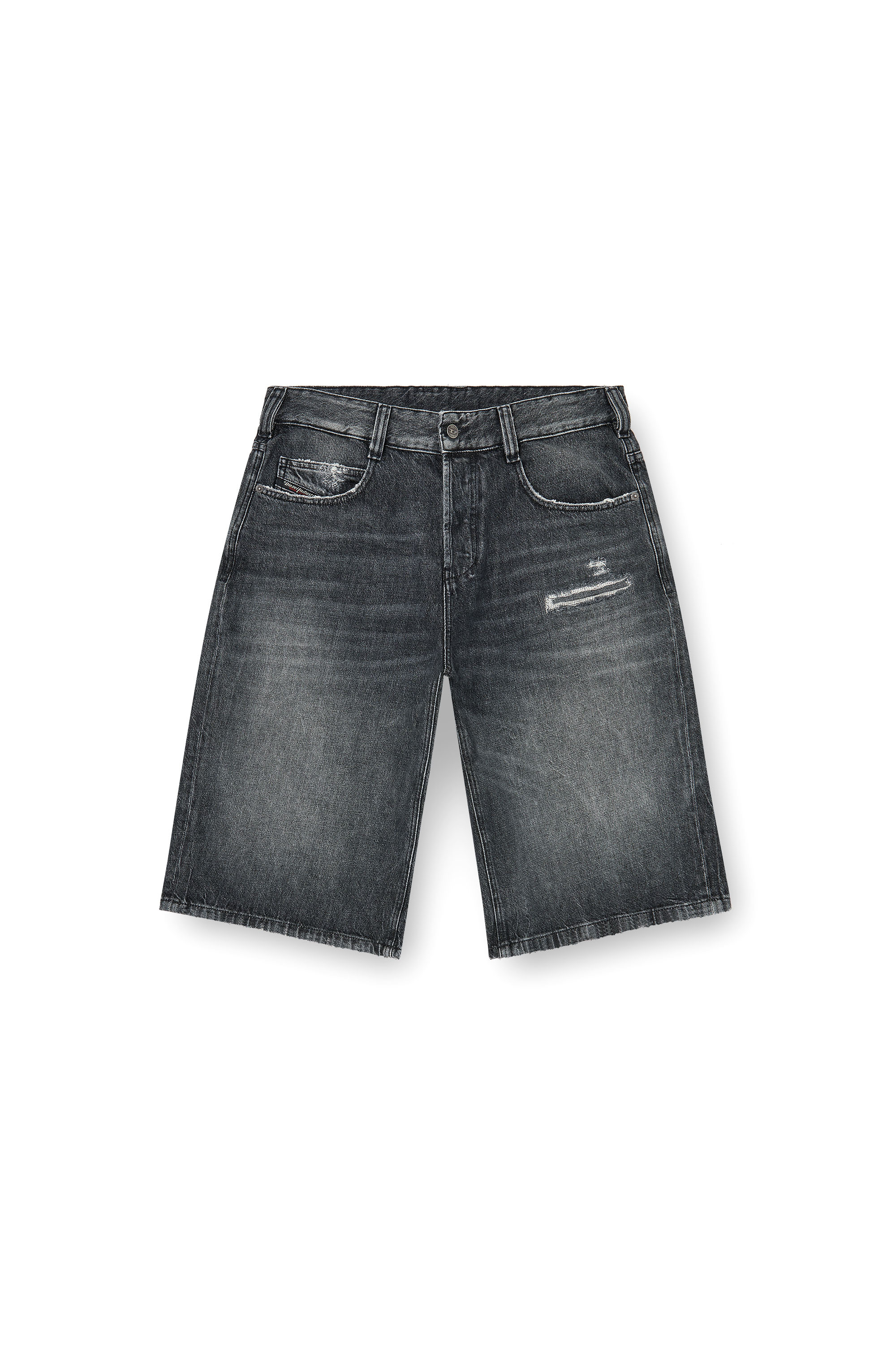 Diesel - D-ENIM-M-SHORT, Unisex's Denim relaxed shorts with abrasions in Grey - 2