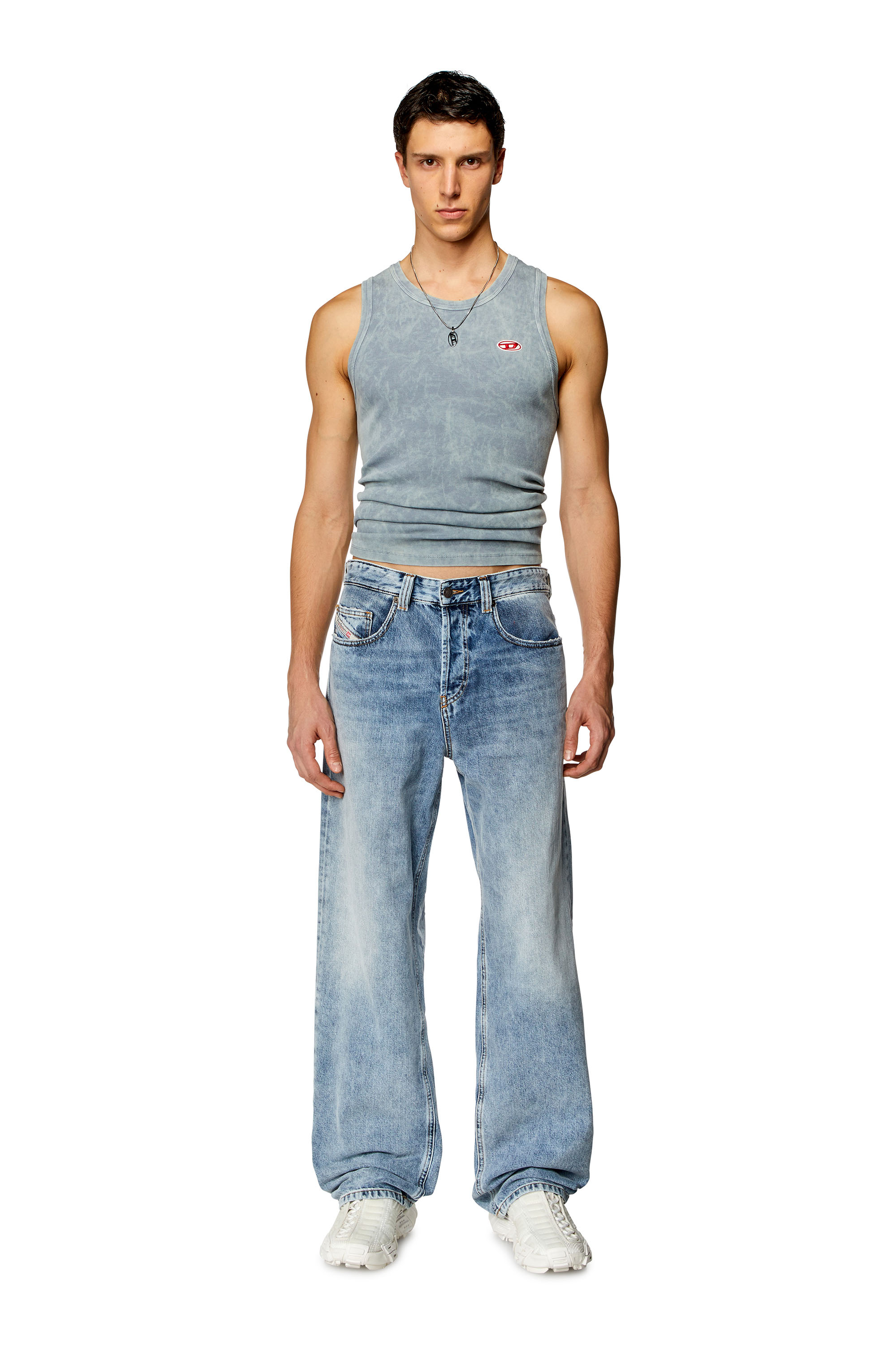 Diesel - Man Straight Jeans 2001 D-Macro 09H57, Light Blue - Image 1