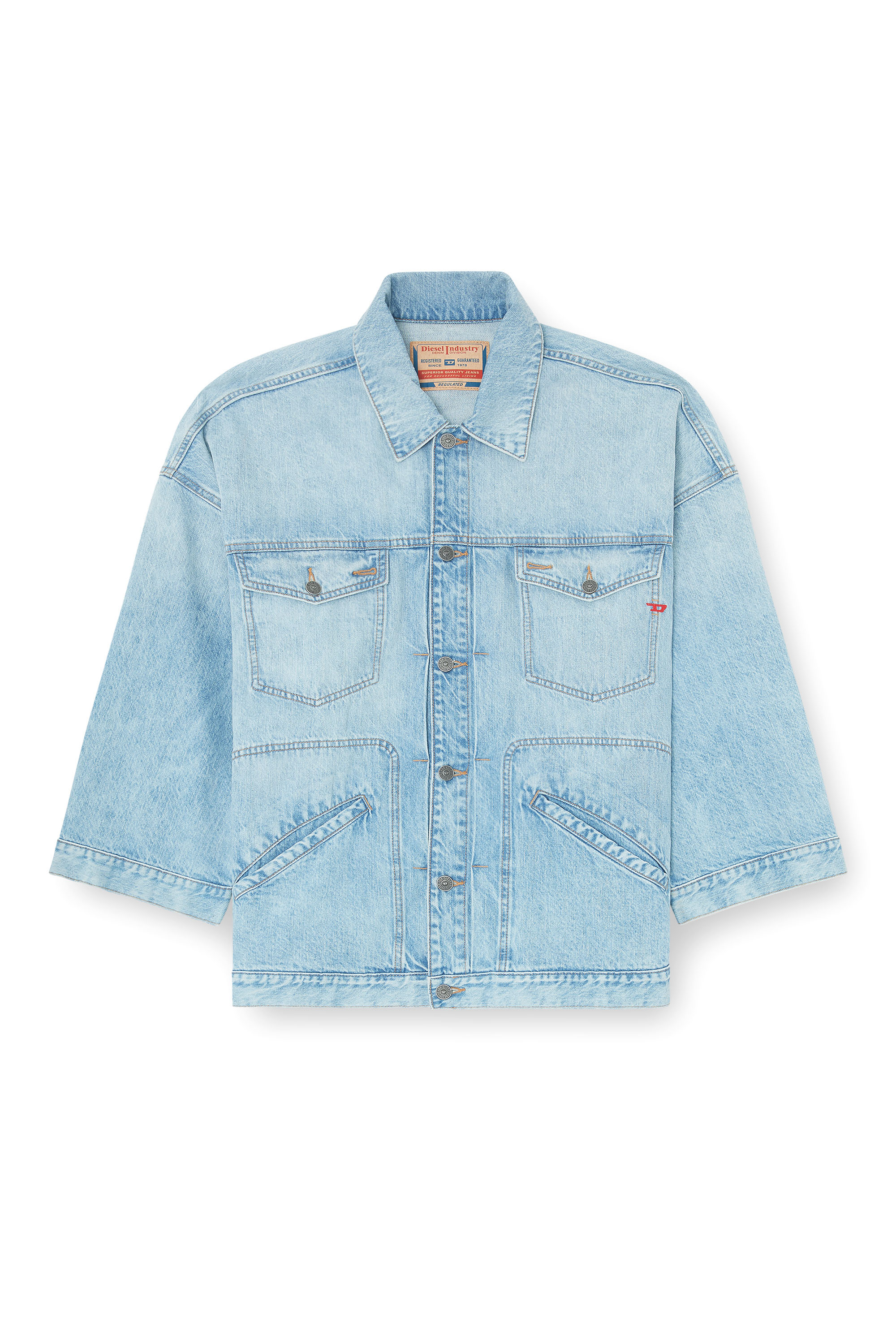 Diesel - DE-LIN, Woman's Oversized denim workwear jacket in Light Blue - 2