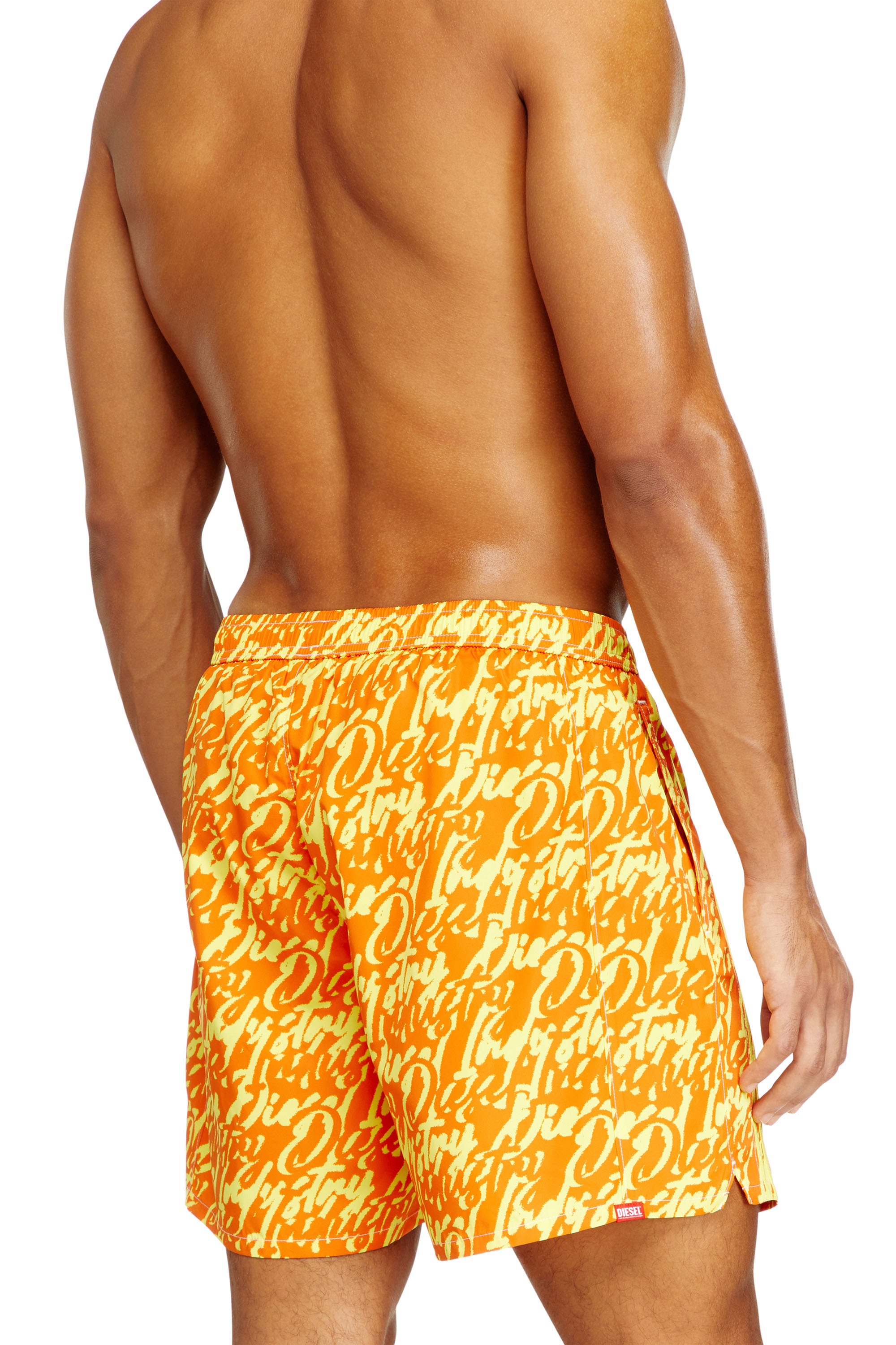 Diesel - SOCCER-41-D-POP, Man's Swim shorts with all-over logo print in Yellow - 3