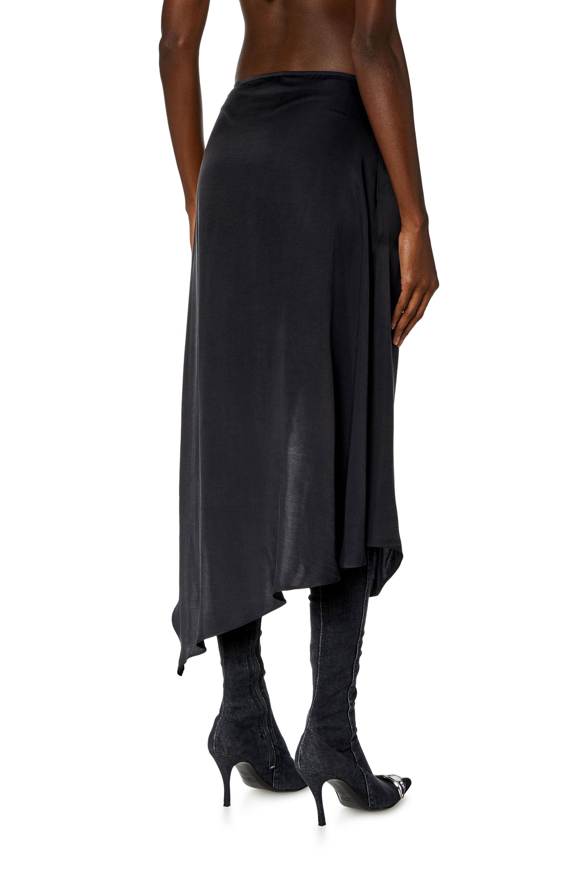 Diesel - O-STENT-N1, Woman Asymmetric midi skirt in satin in Grey - Image 3