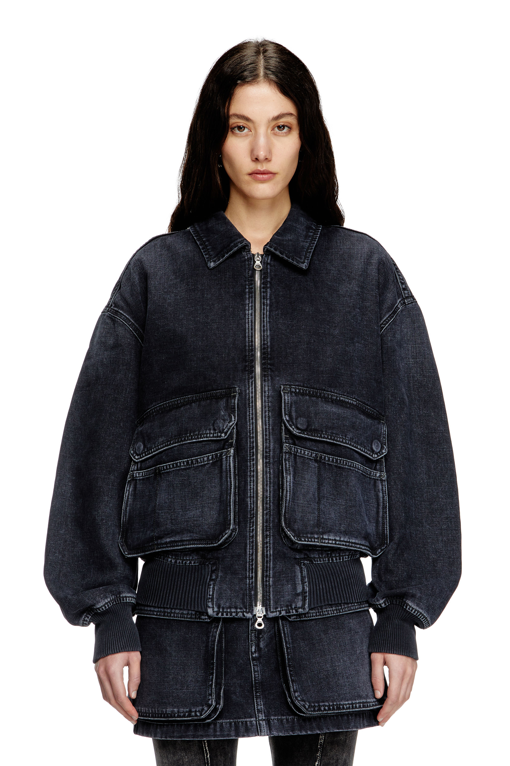 Diesel - D-KURZ, Unisex's Jacket in batavia-weave denim in Black - 6