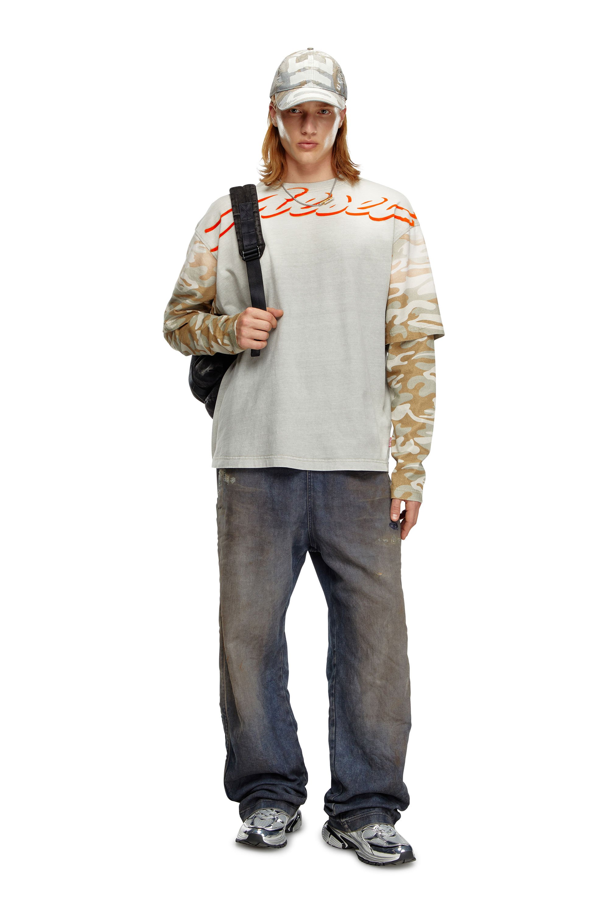 Diesel - T-WESHER-Q2, Man Layered top with camo motif in Multicolor - Image 2