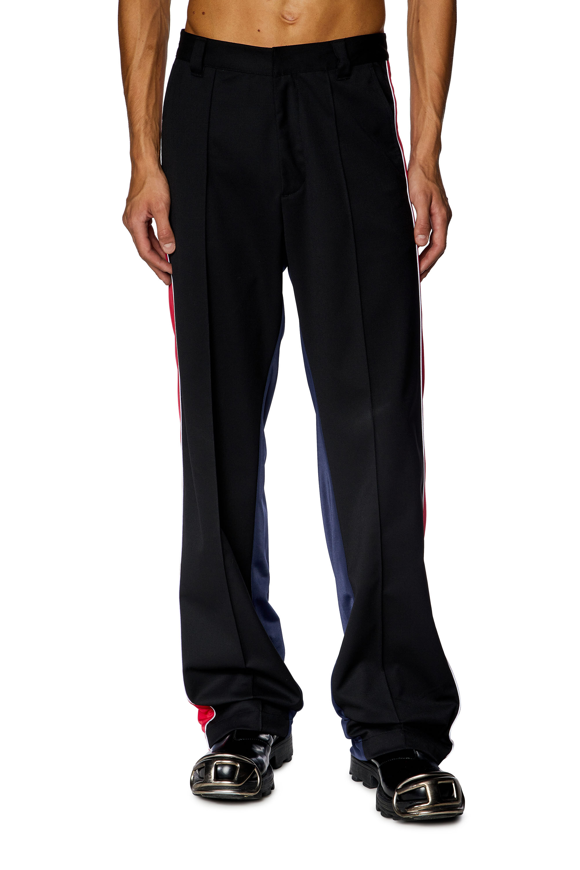 Diesel - P-DEVLIN, Man Hybrid pants in cool wool and tech jersey in Black - Image 1