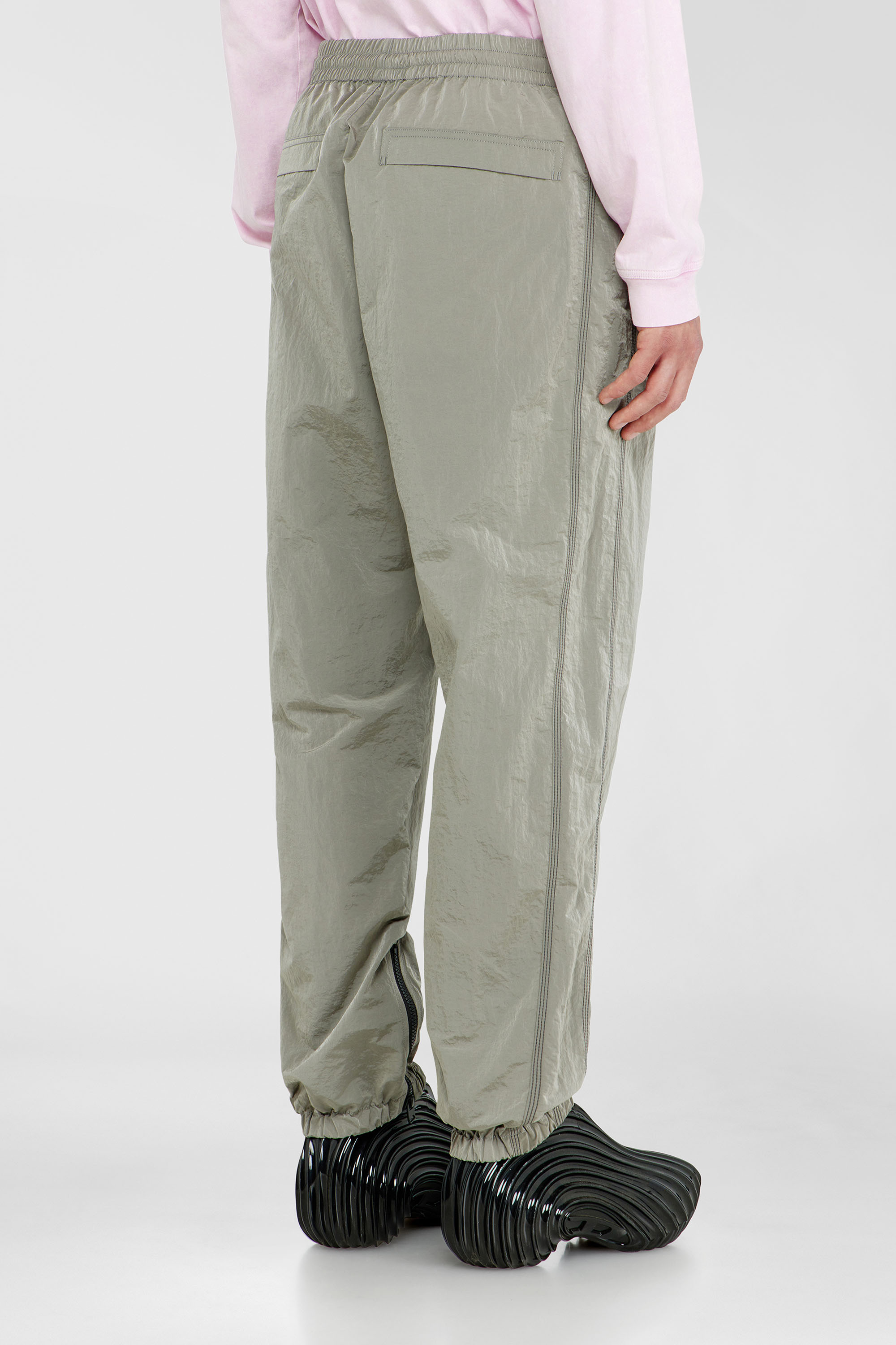 Diesel - P-ANOK, Man's Nylon pants with crinkle effect in Light Grey - 4