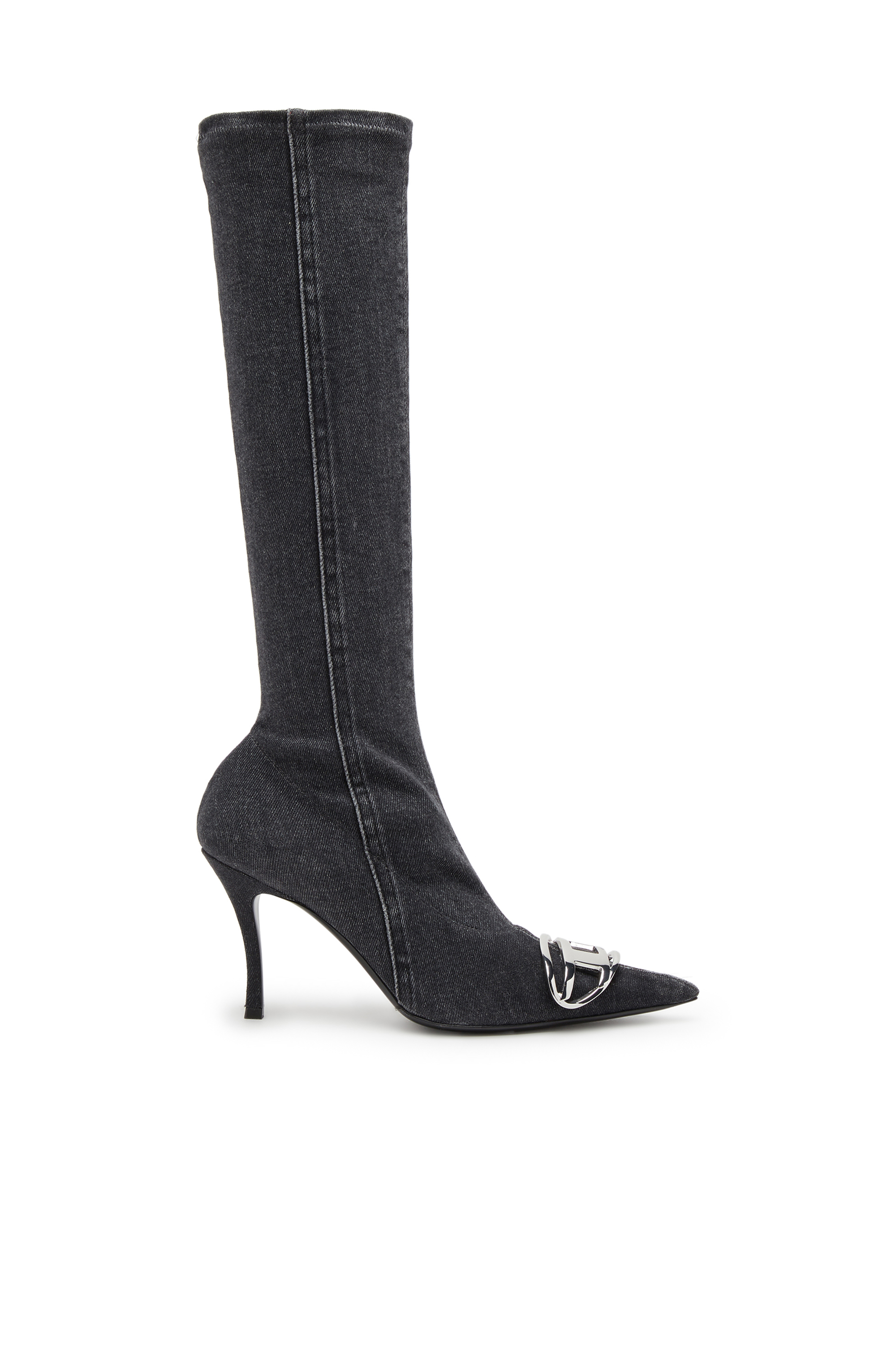 Diesel - D-VENUS KB D, Woman D-Venus-Knee-high boots in stretch denim in Black - Image 1