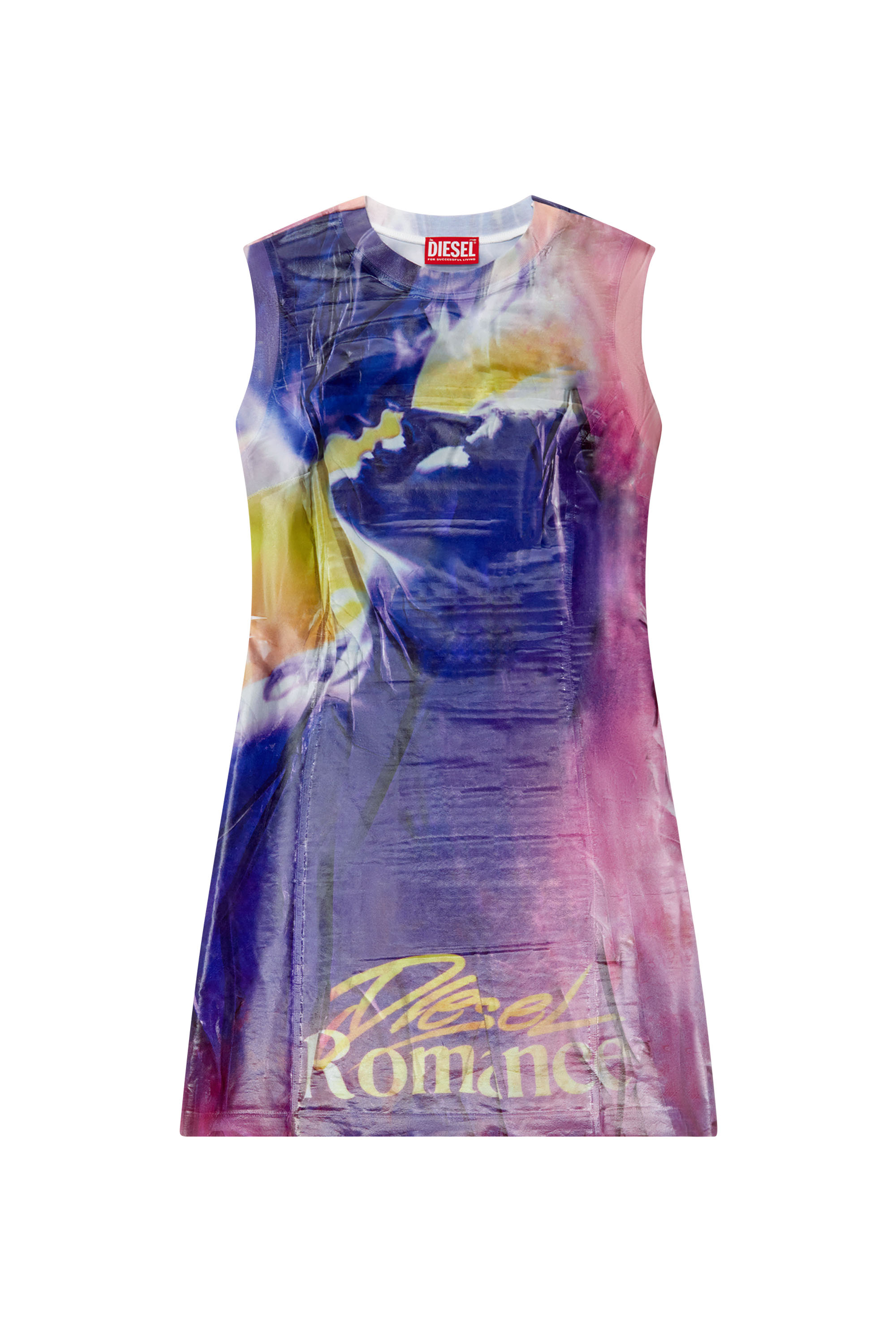 Diesel - D-BELLE, Woman Long dress with poster print in Multicolor - Image 1