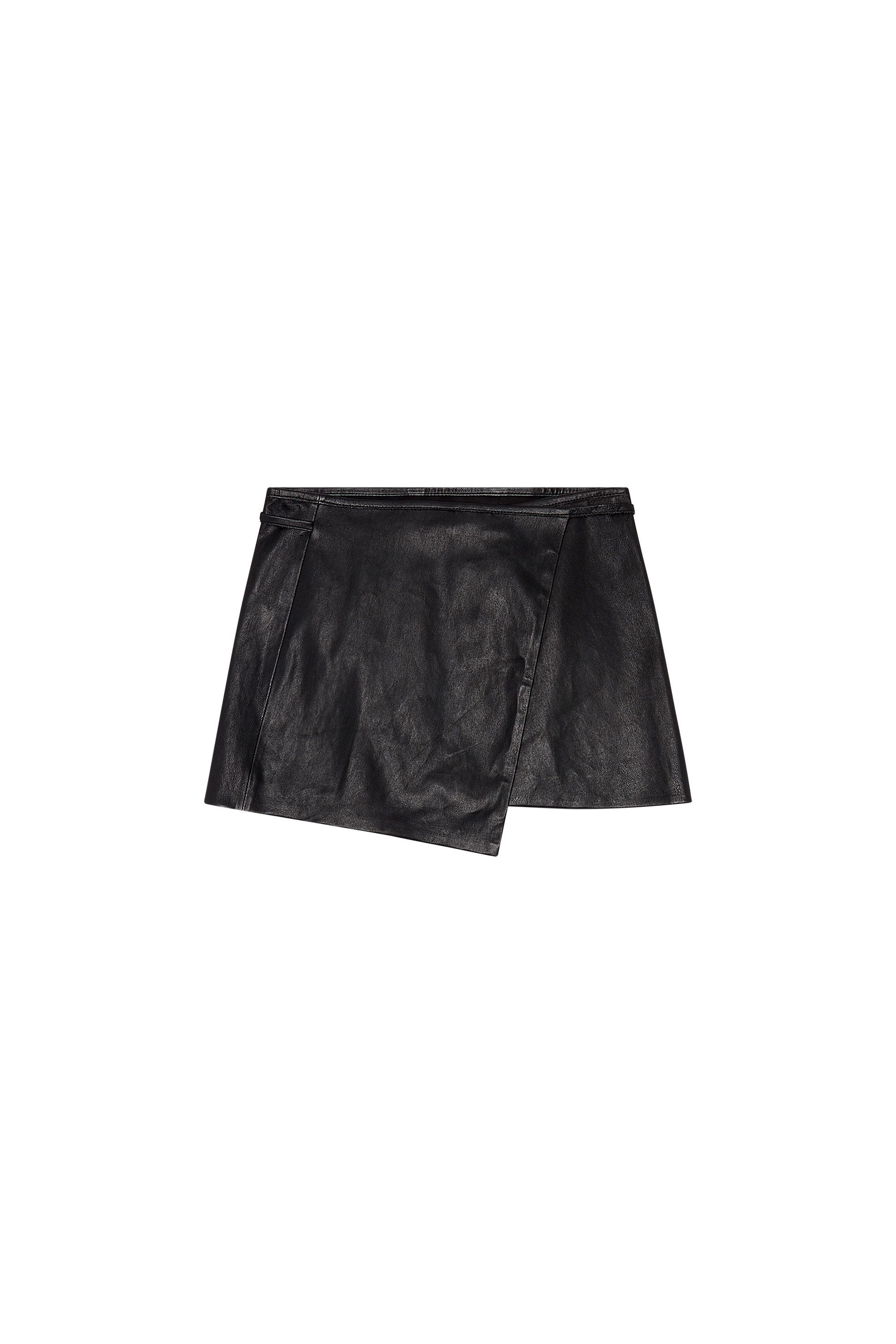 Diesel - L-KESSELLE, Woman Wrap mini skirt in stretch leather in Black - Image 5