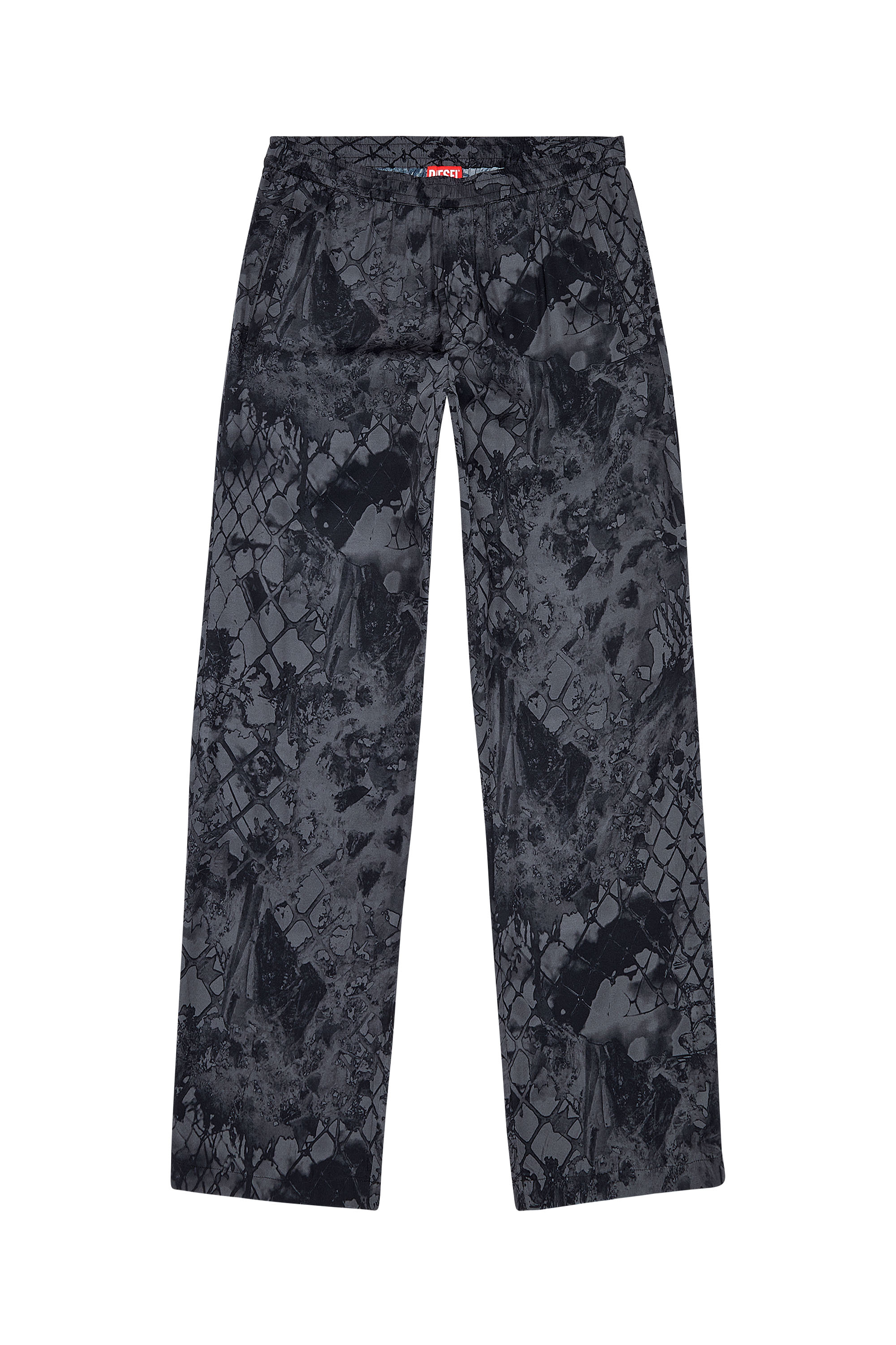 Diesel - P-CORNWALL, Man Fluid pants with abstract print in Black - Image 3