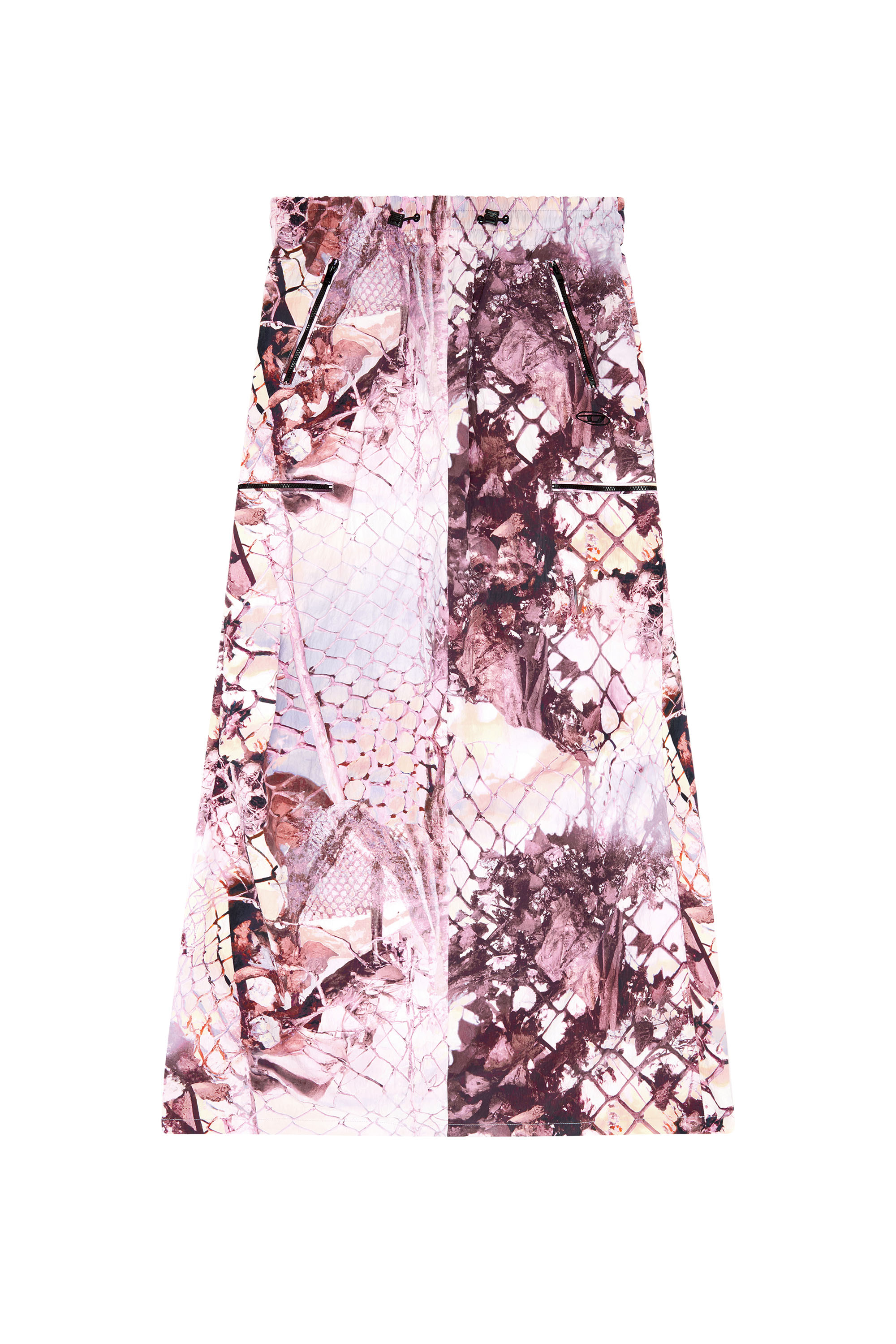 Diesel - O-DIAMY-N1, Woman Long skirt in printed crinkled nylon in Violet - Image 4