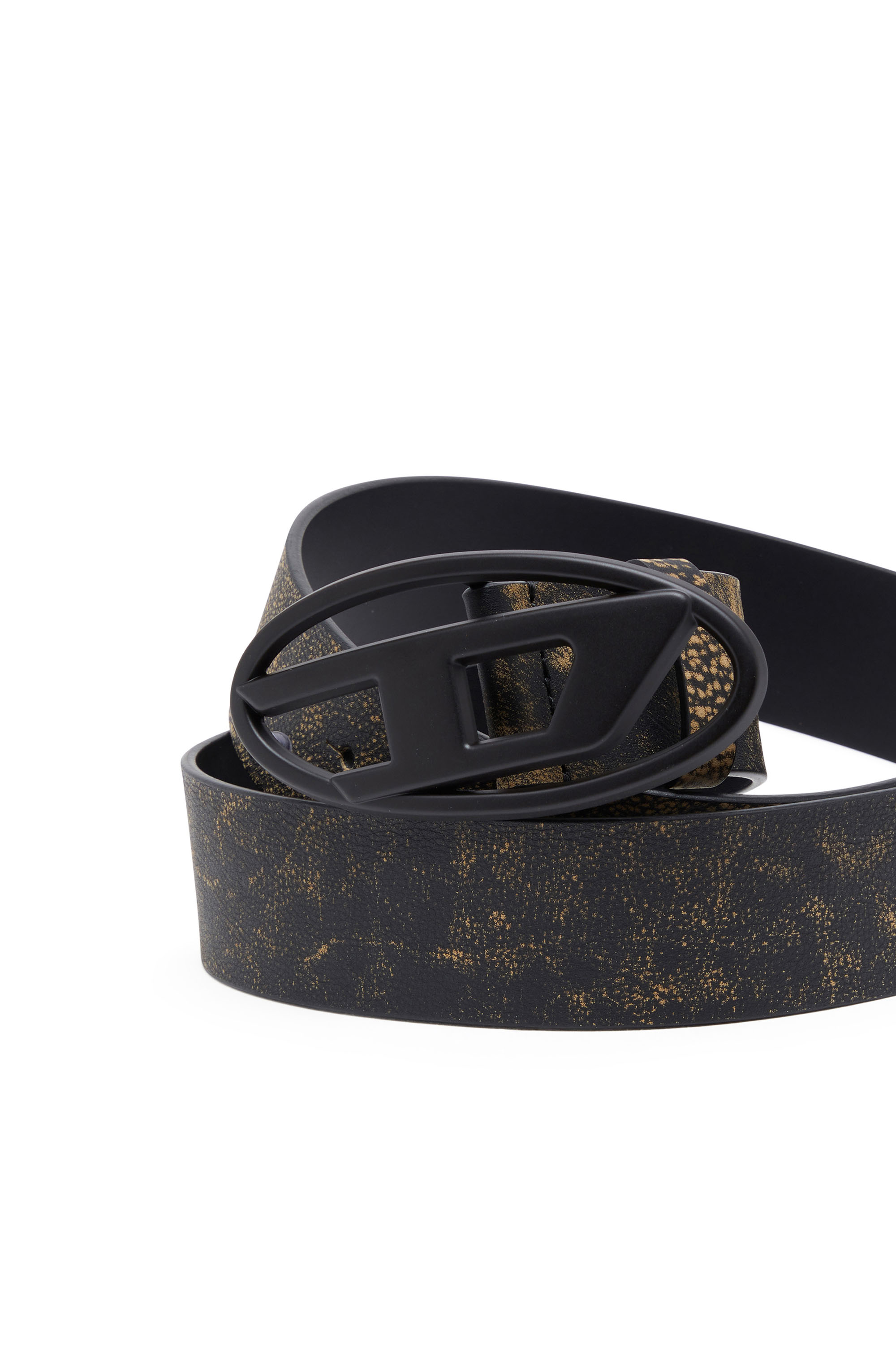 Diesel - B-1DR, Unisex Treated leather belt with logo buckle in Multicolor - Image 3