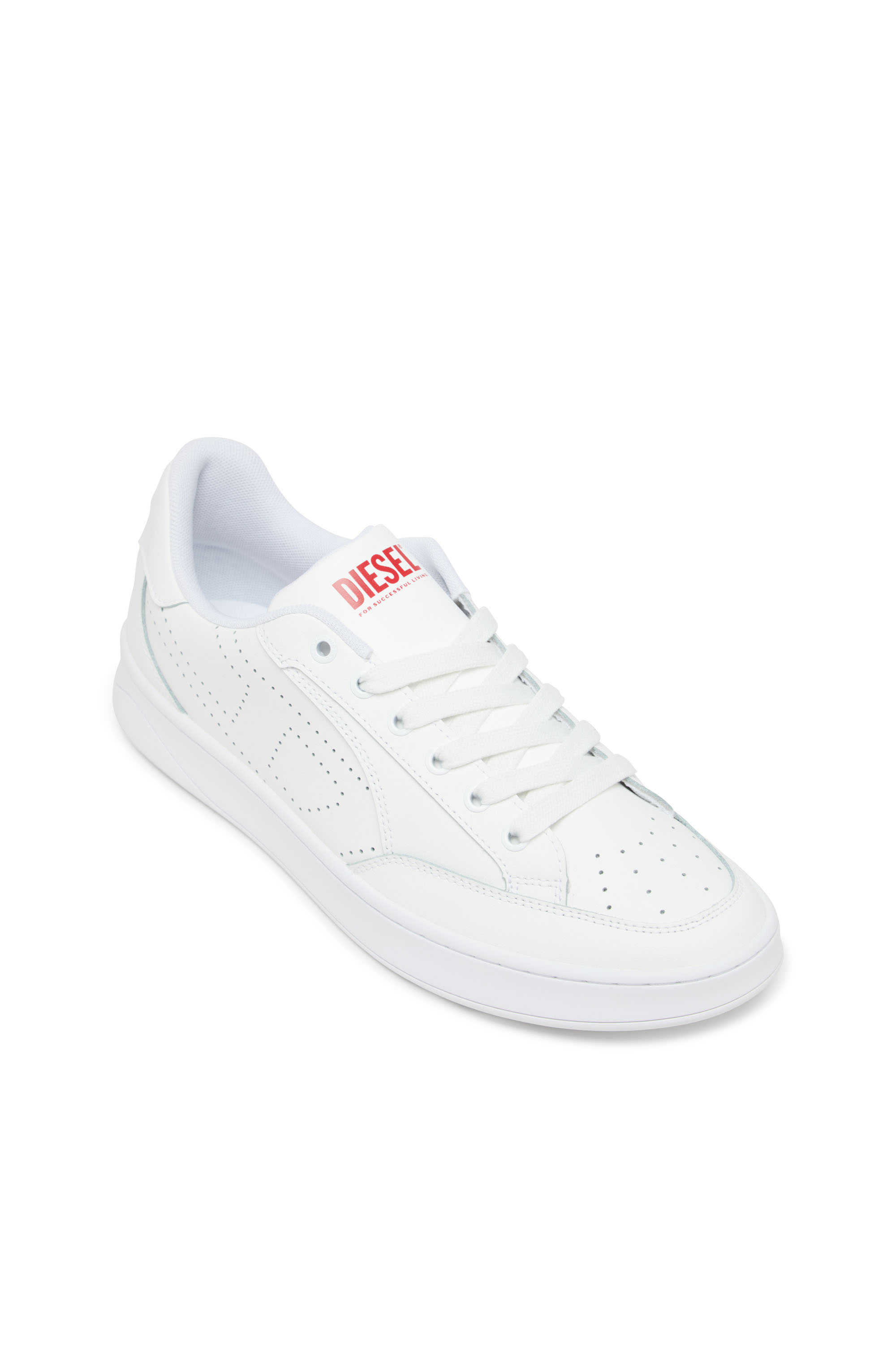 Diesel - S-DAKOTA LOW, Man's S-Dakota-Leather sneakers with perforated logo in White - 6