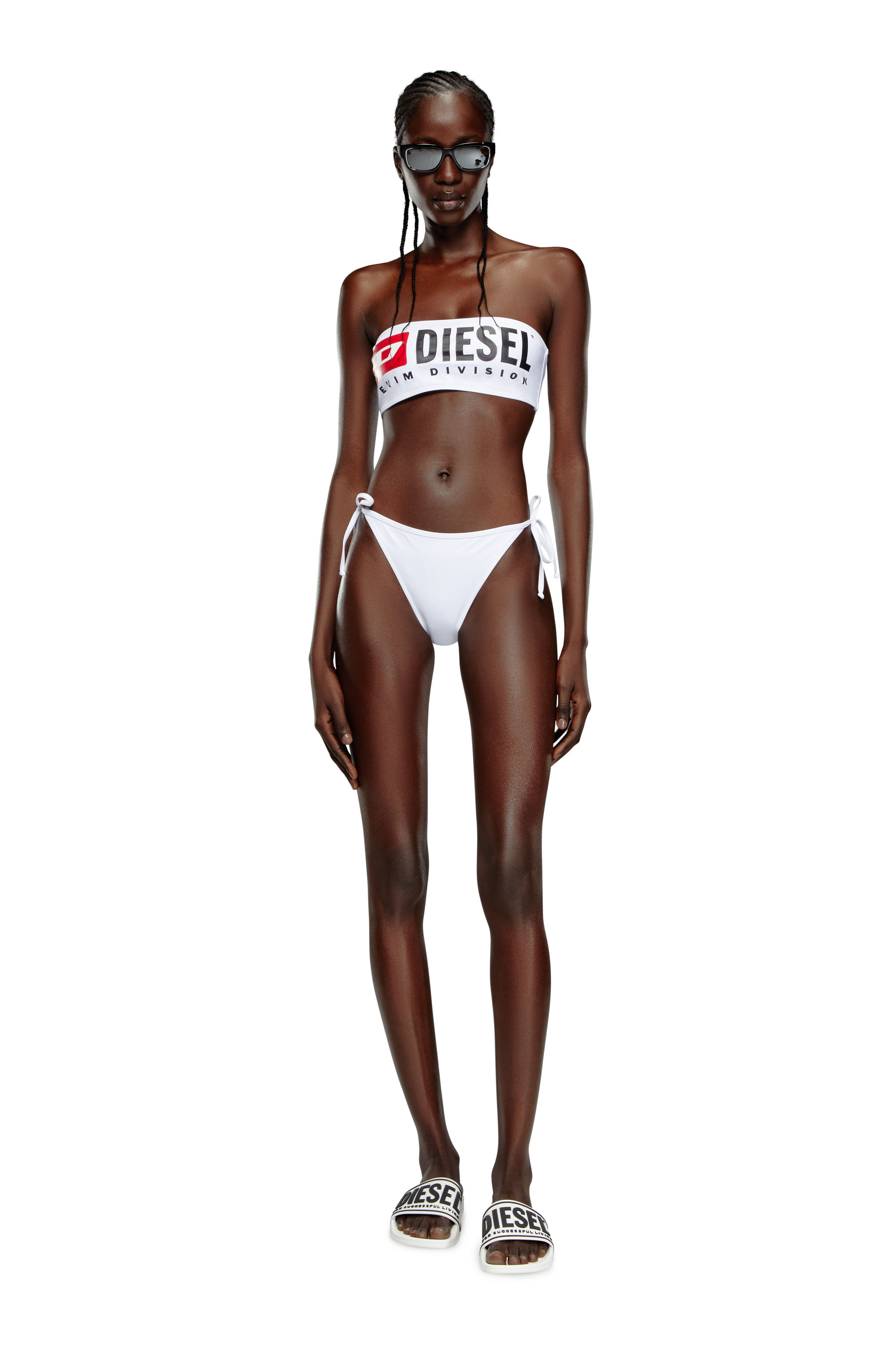 Diesel - BFB-BRYNA, Woman Bandeau bikini top with maxi logo in White - Image 2