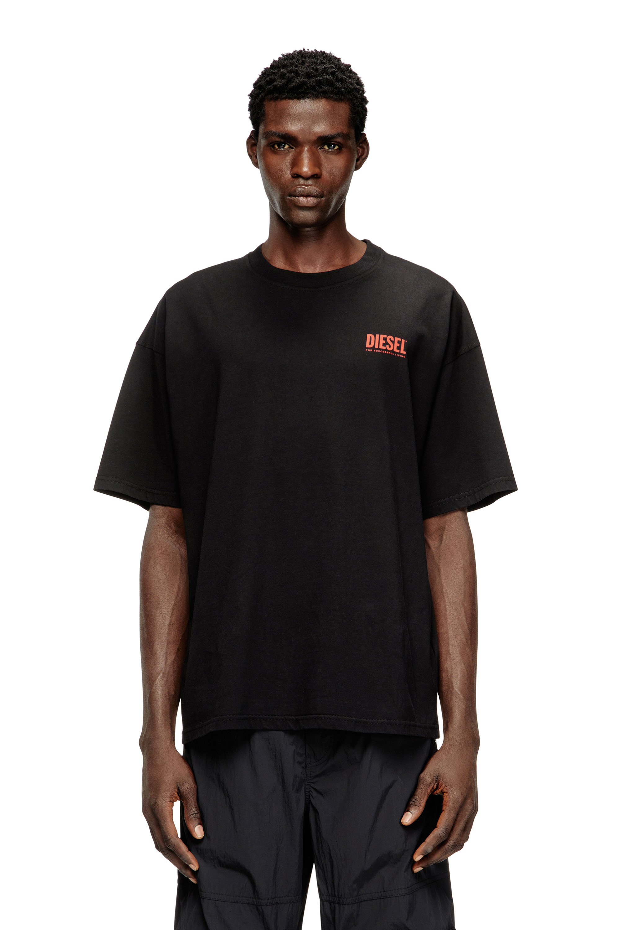 Diesel - T-BOXT-BISK, Man's Cotton T-shirt with Diesel Biscotto print in Black - 1
