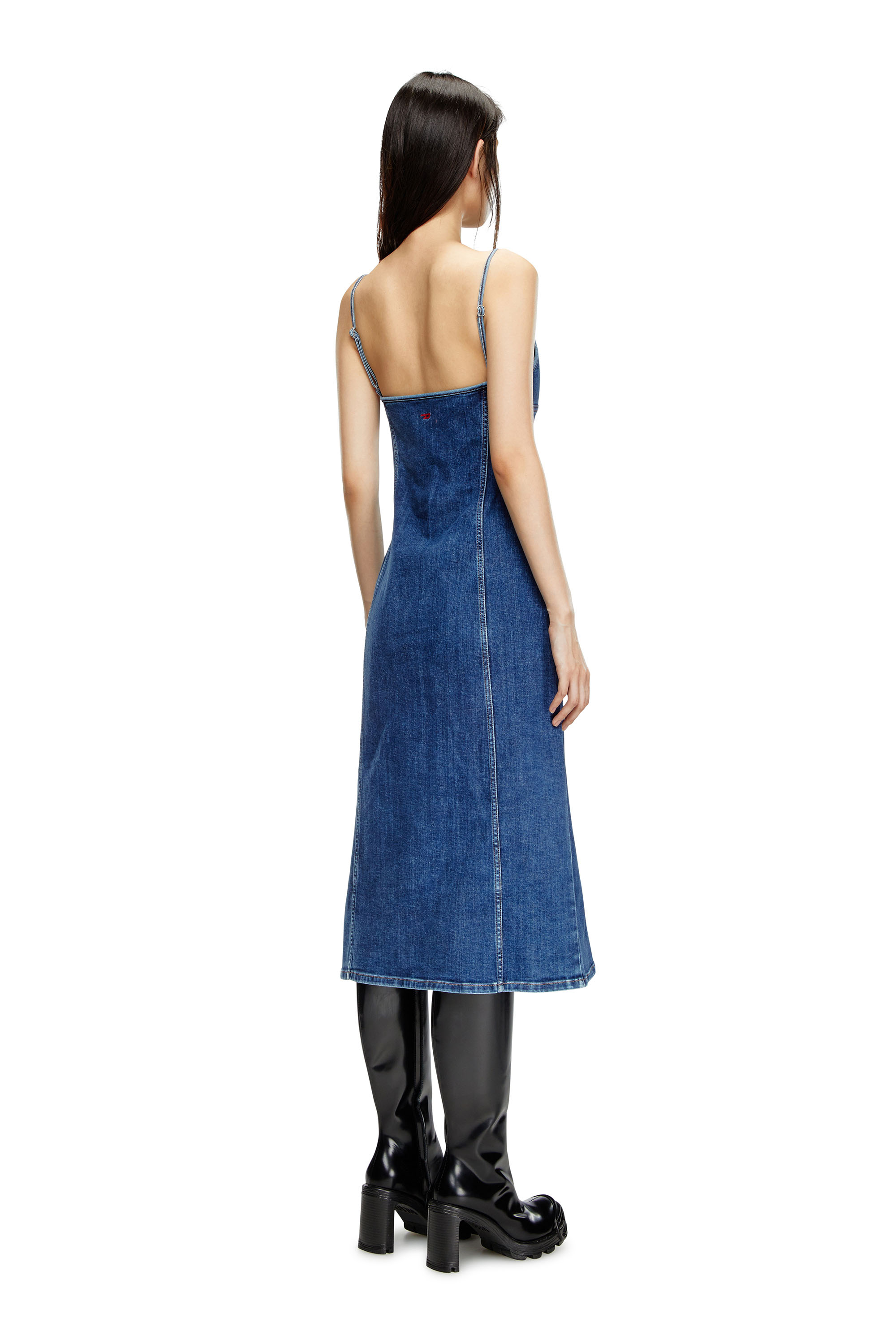 Diesel - DE-FULVY-DRESS-D, Woman Strappy midi dress in denim in Blue - Image 3