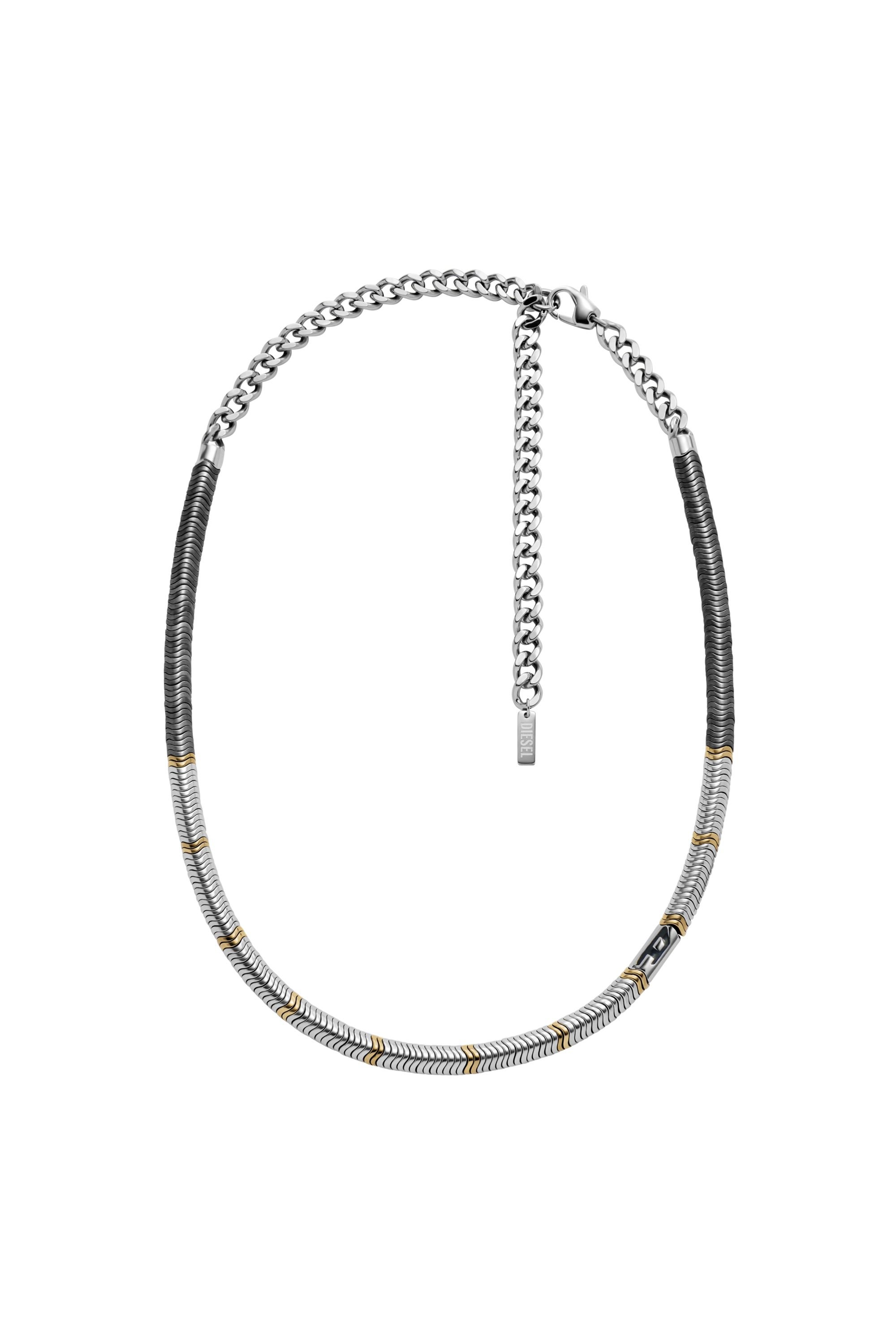 Diesel - DX1575931 JEWEL, Unisex's Hematite Beaded Necklace in Silver/Gold - 1