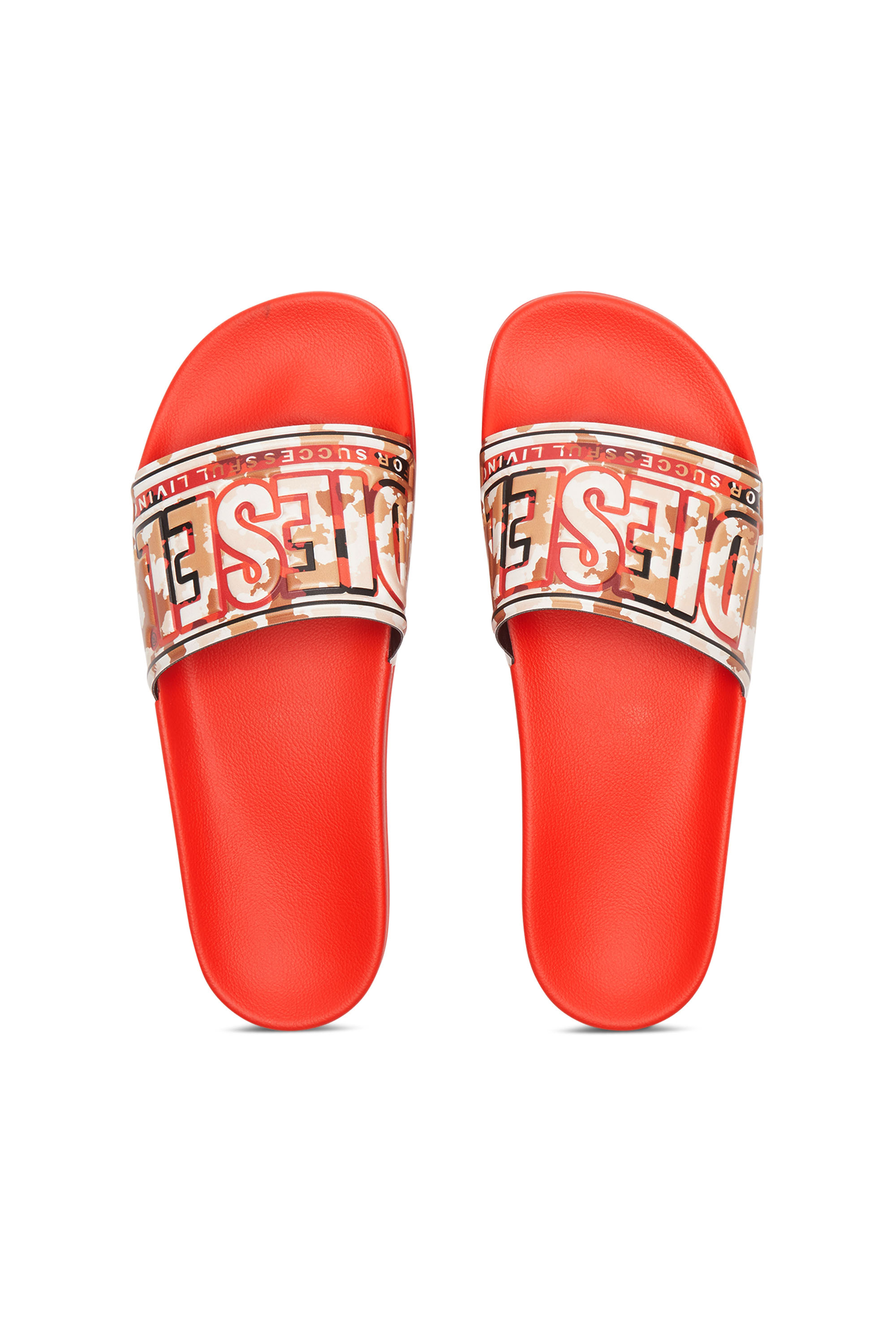 Diesel - SA-MAYEMI CC X, Unisex Sa-Mayemi CC X - Pool slides with camouflage band in Red - Image 5