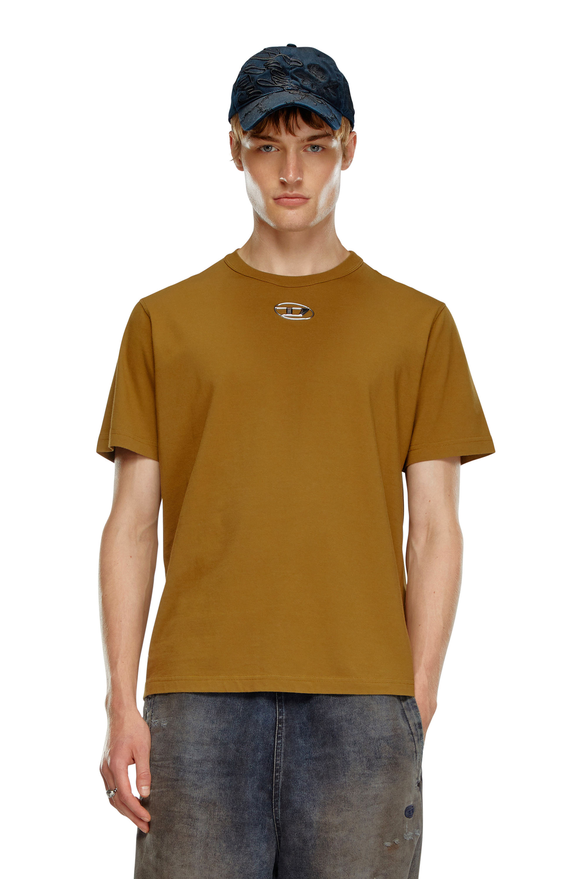 Diesel - T-JUST-OD, Man T-shirt with injection moulded logo in Brown - Image 1