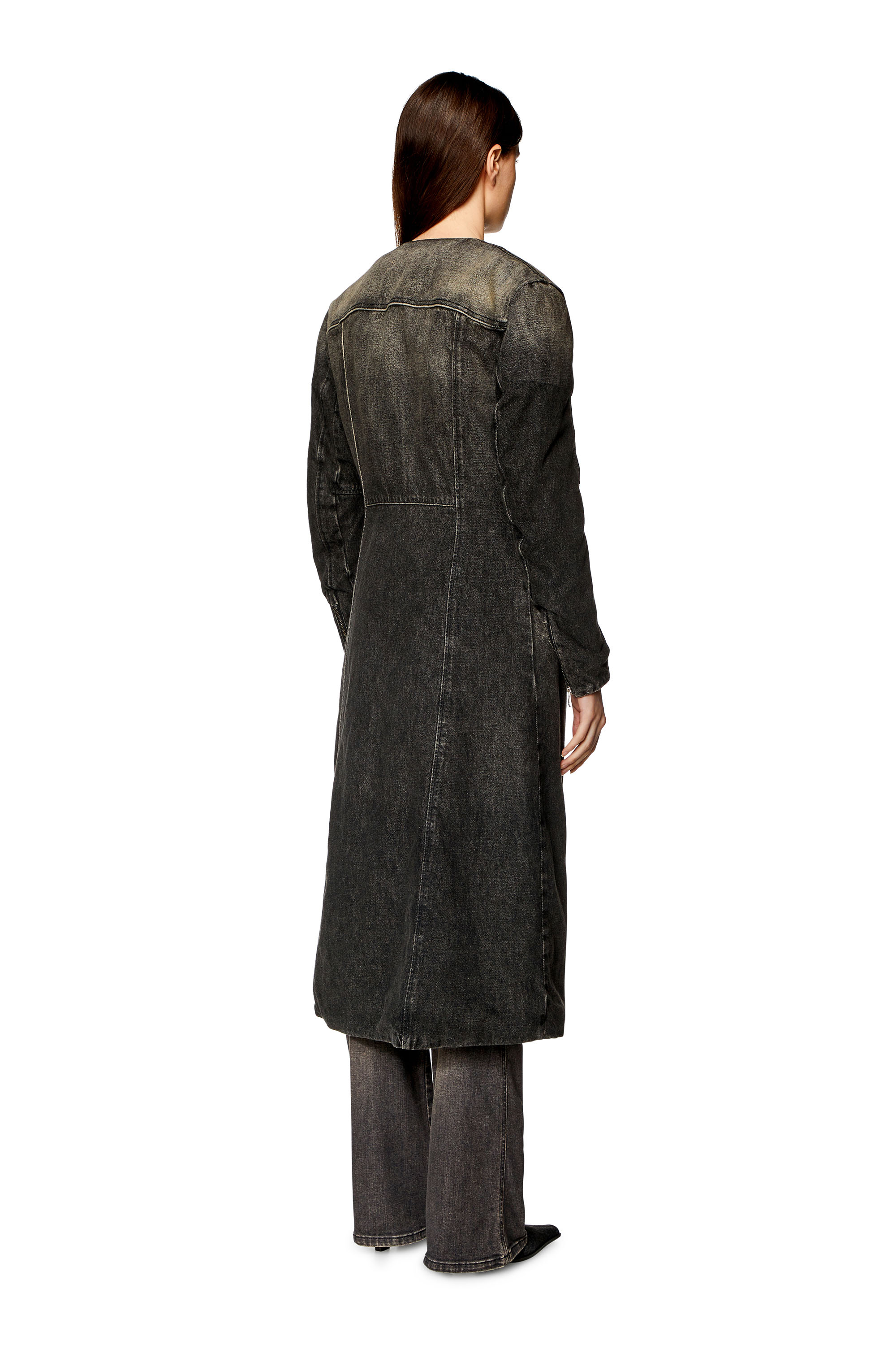 Diesel - DE-SY-S, Woman Denim coat in cotton and hemp in Black - Image 3