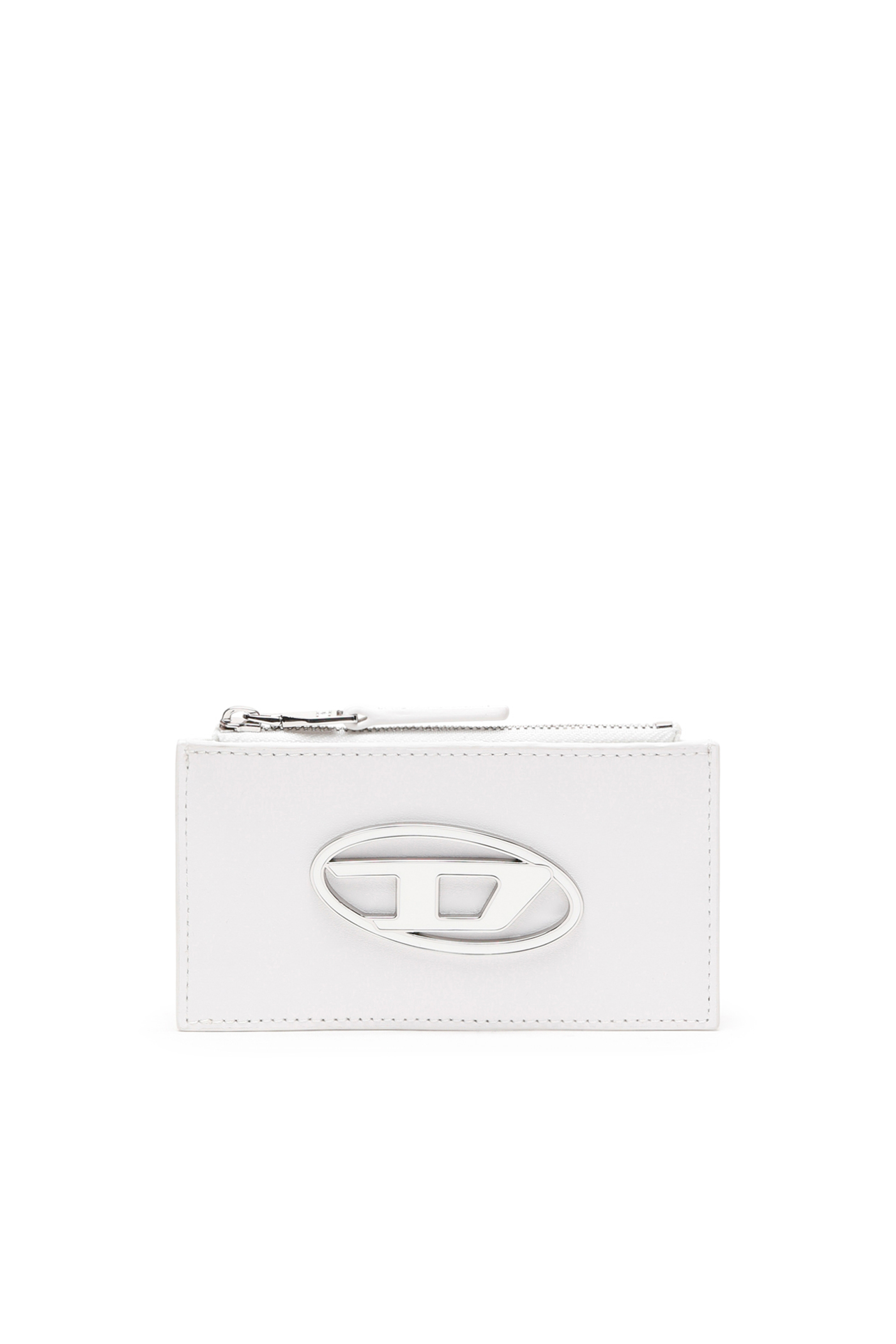 Diesel - PAOULINA, Woman's Leather card case with logo plaque in White - 1