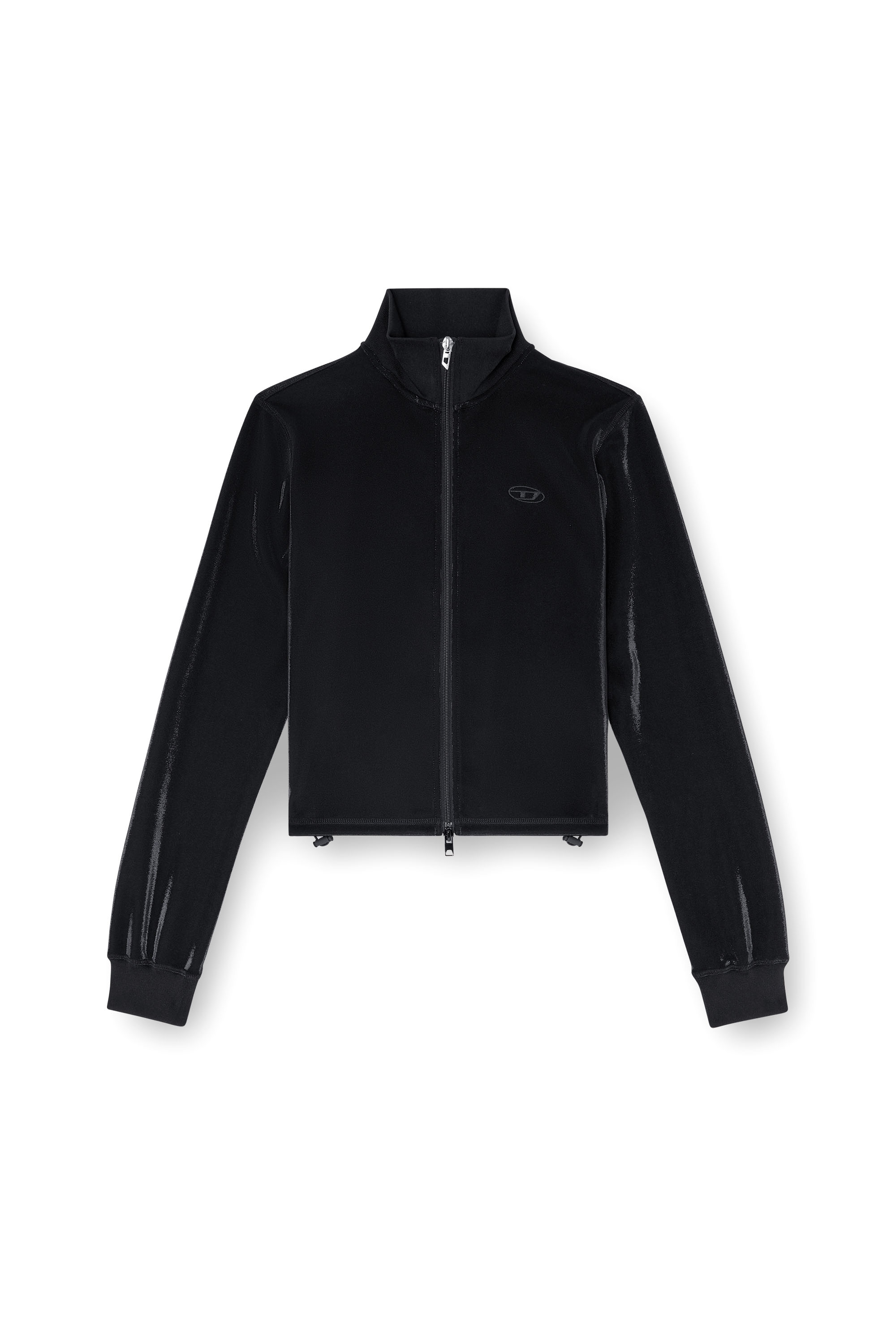 Diesel - F-ROSY, Woman's Zipped sweatshirt with shiny piquet effect in Black - 3