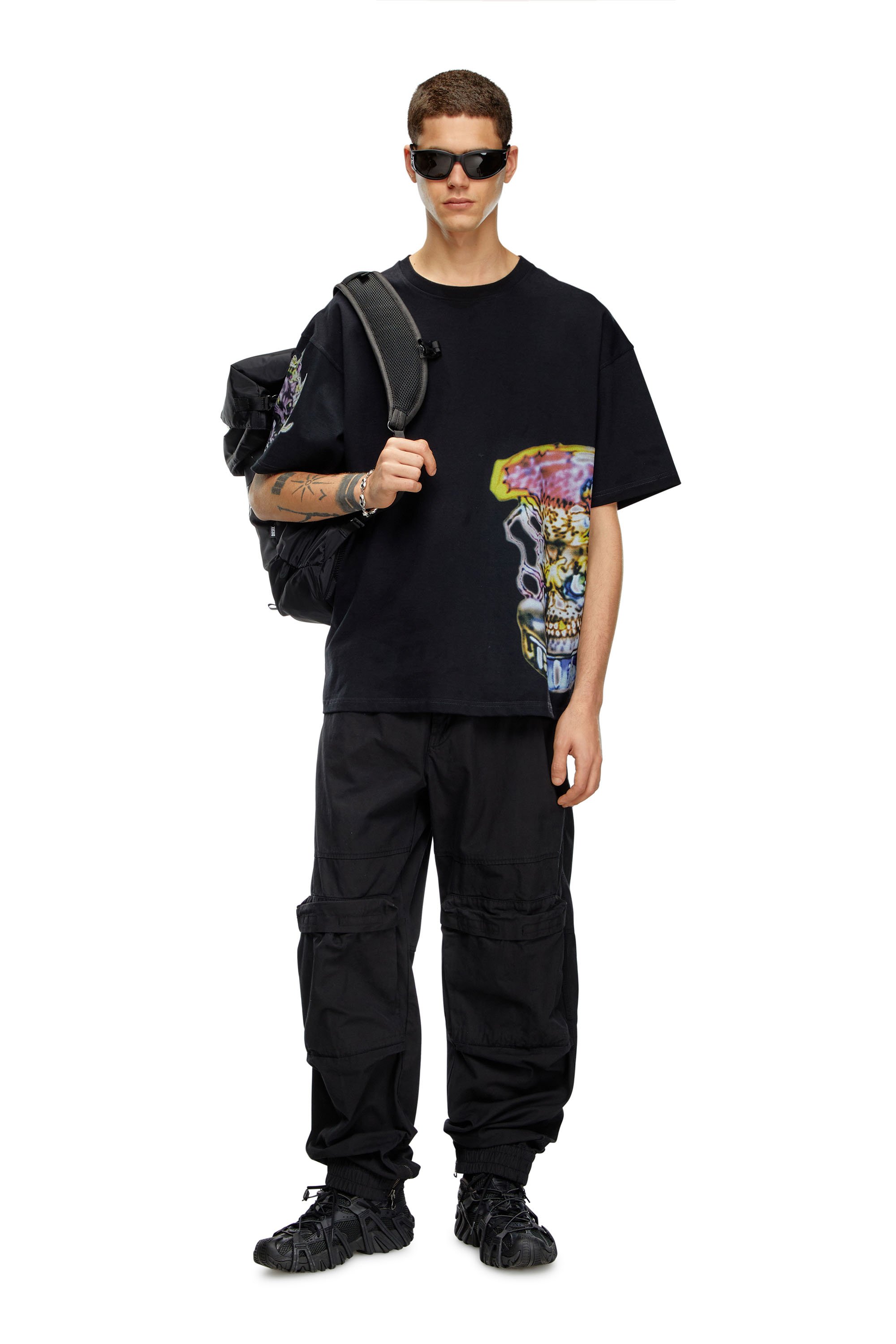 Diesel - P-BEECK, Man Cargo pants in faded organic cotton in Black - Image 2