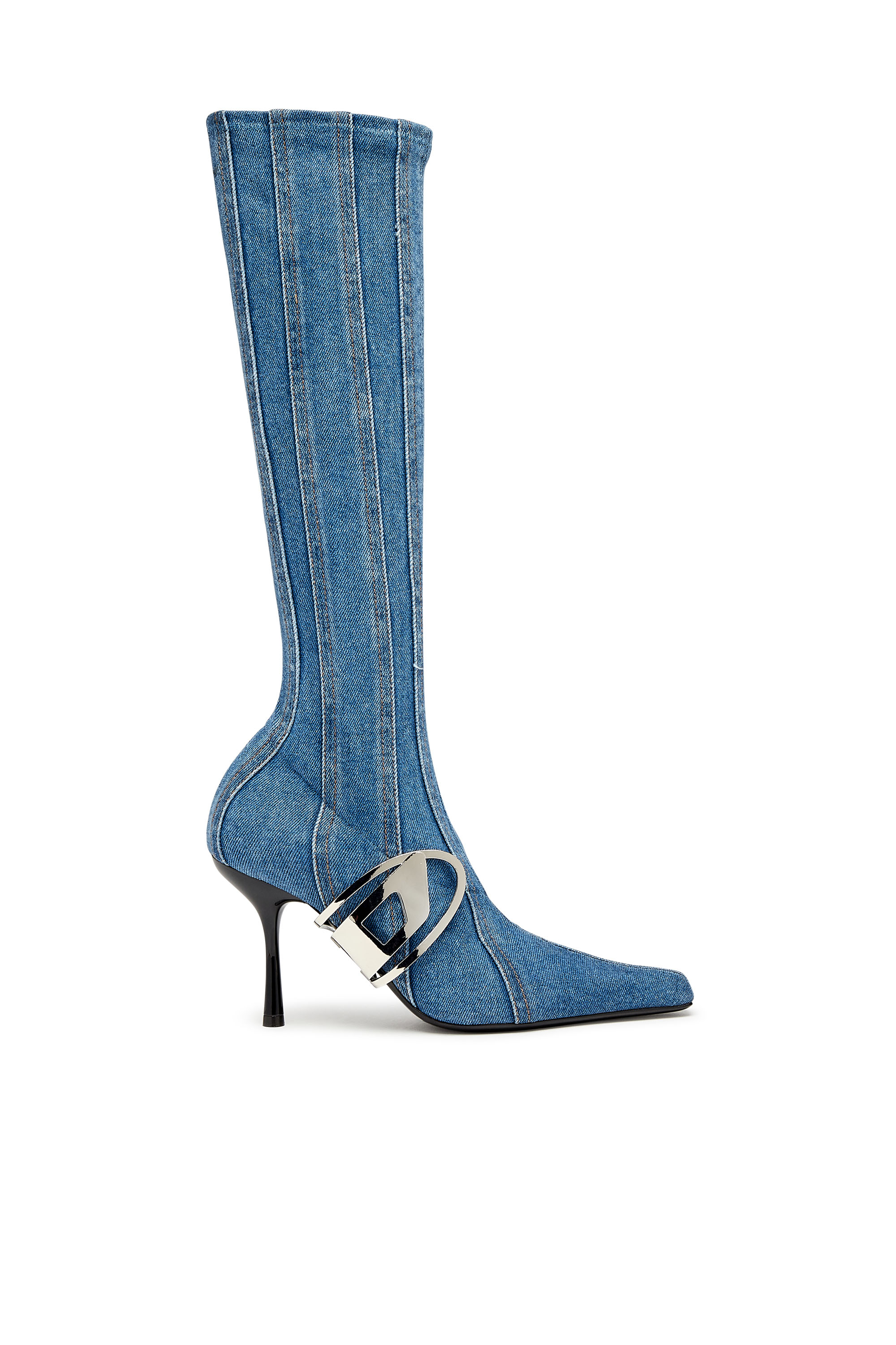 Diesel - D-ECLIPSE KBT, Woman D-Eclipse KBT - Knee-high boots in stretch denim in Blue - Image 1