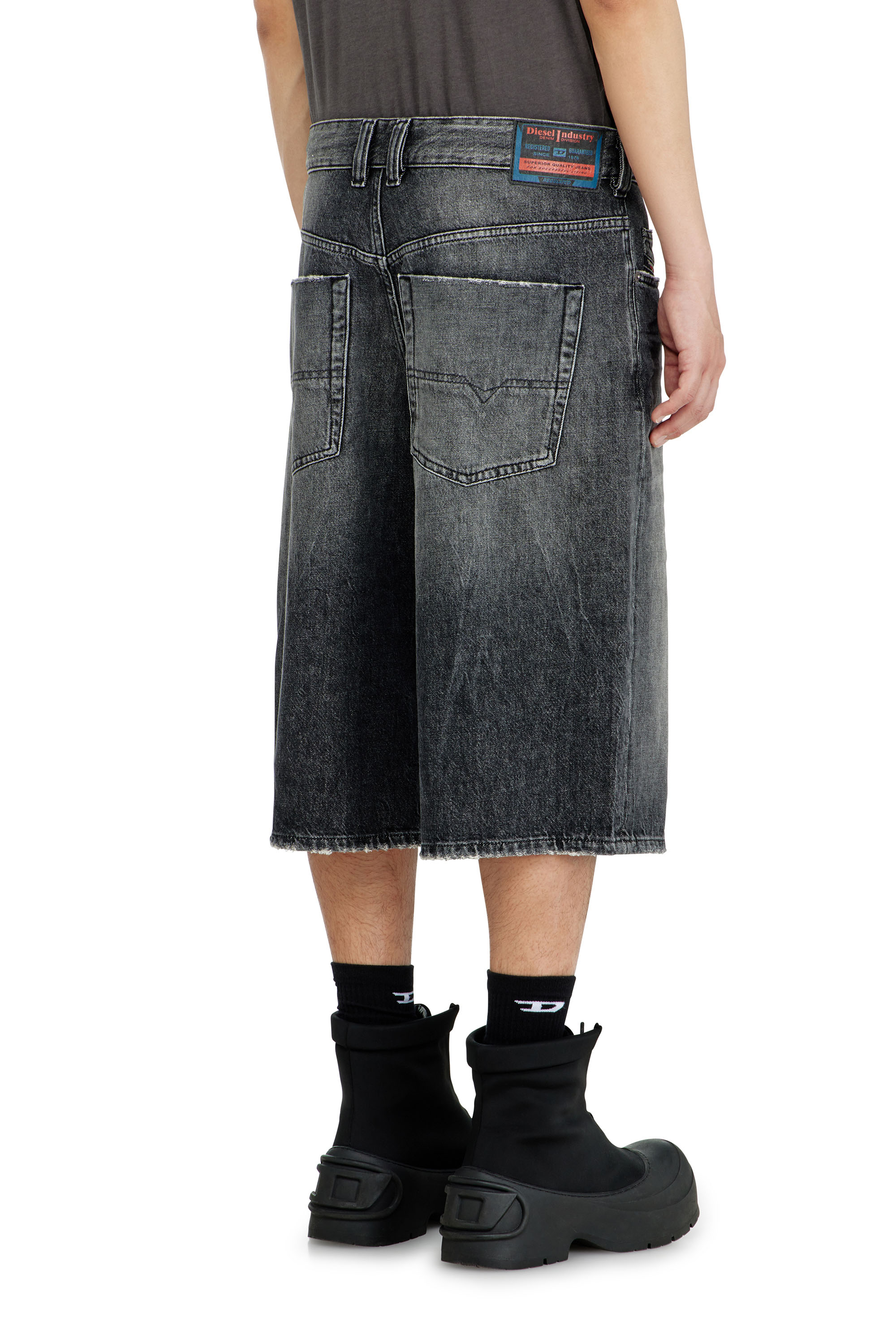 Diesel - D-ENIM-M-SHORT, Unisex's Denim relaxed shorts with abrasions in Grey - 4