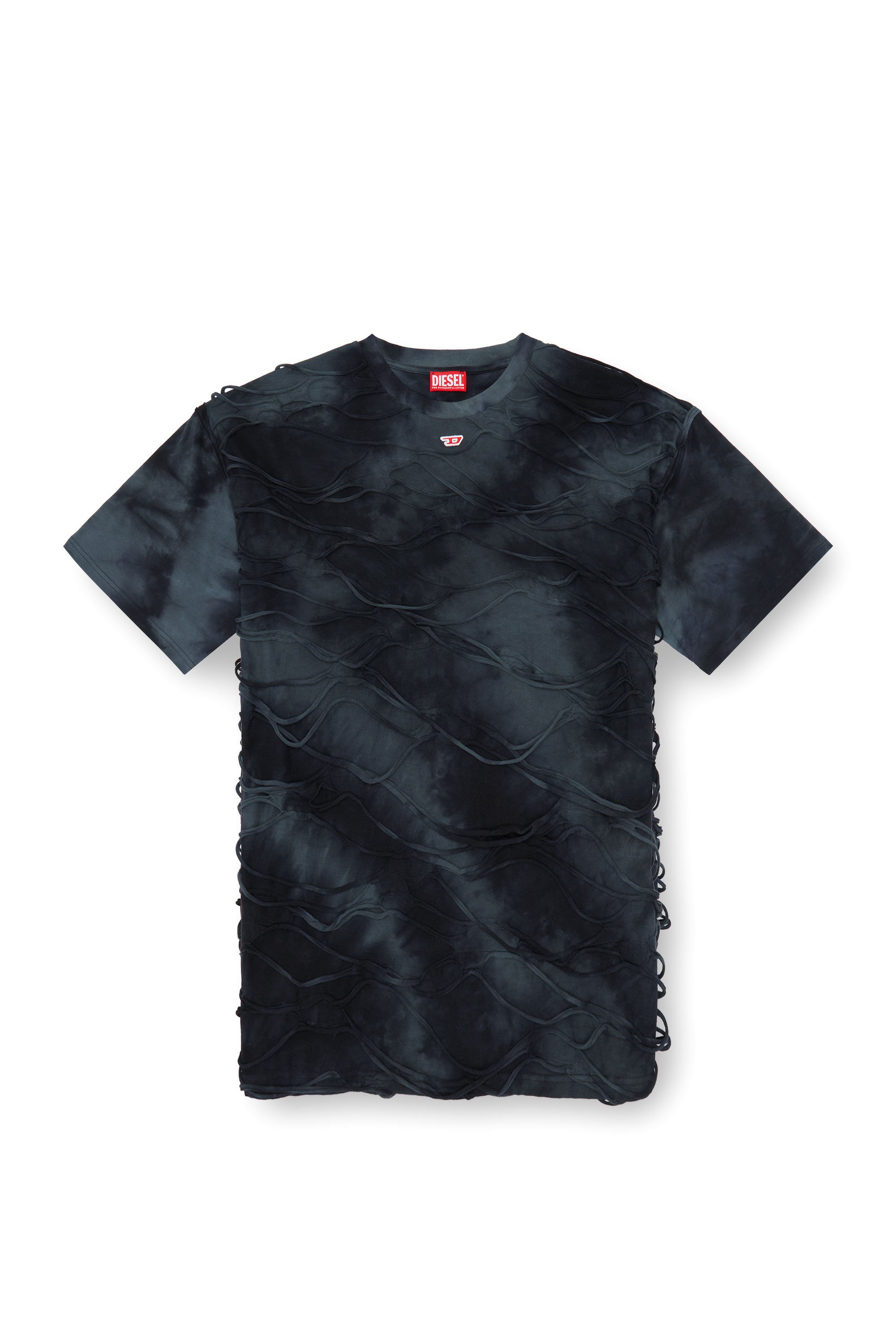 Diesel - T-BOXKET, Man T-shirt with floating strands in Black - Image 3