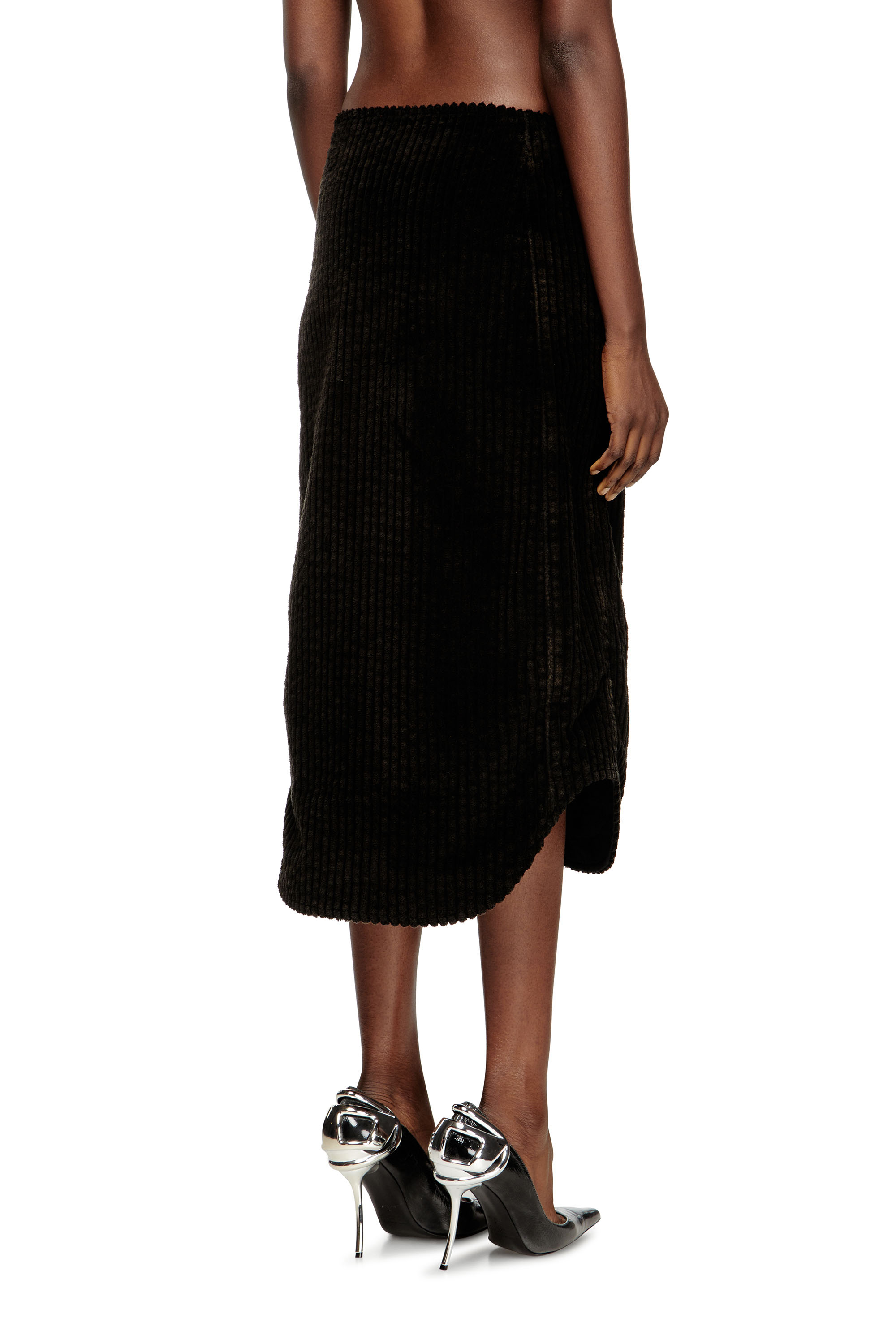 O-LLIPOP, Black Diesel - O-LLIPOP, Woman's Cotton midi skirt with zipper in Black - 4