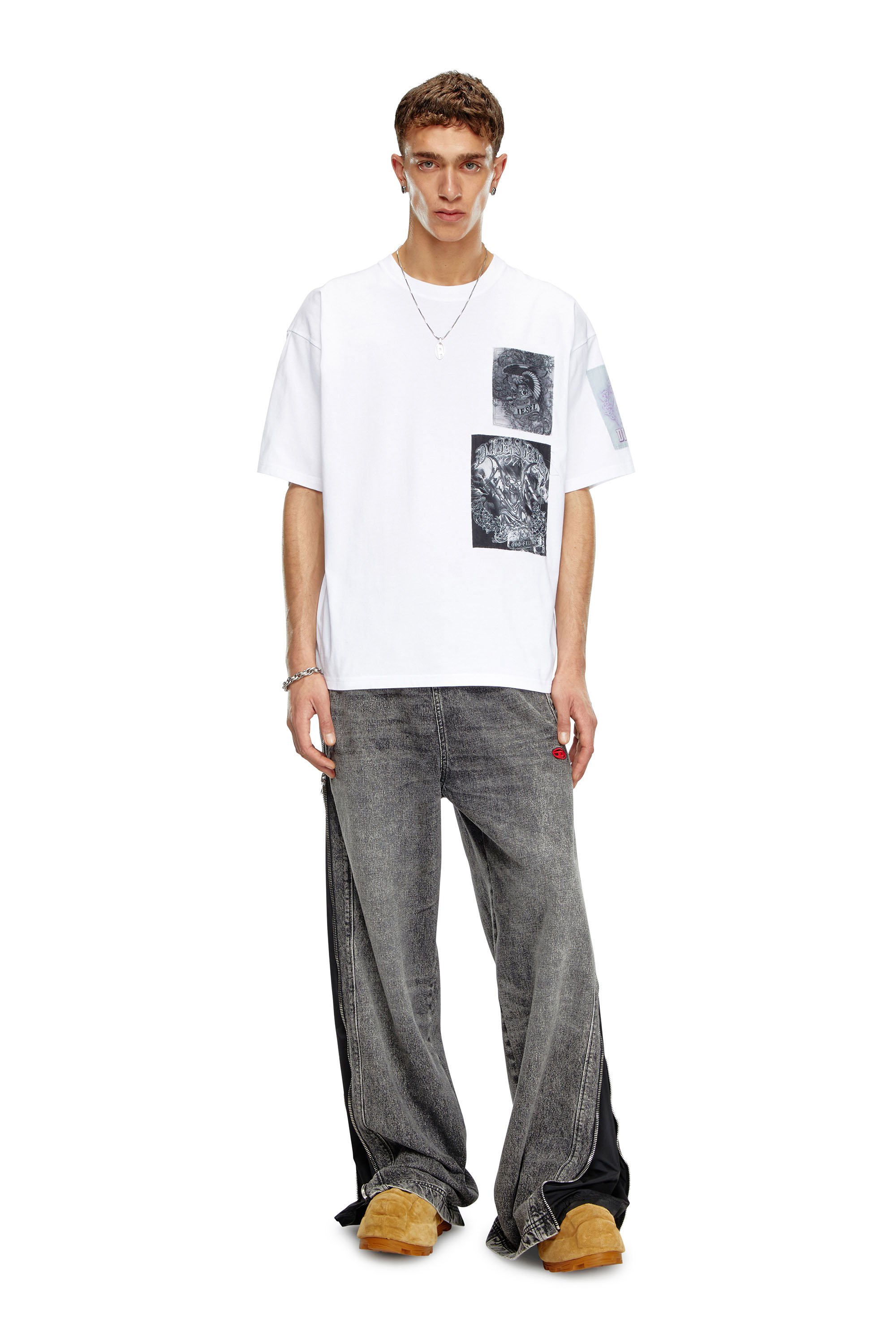 Diesel - T-BOXT-SLITS-Q10, Man T-shirt with raw-cut printed patches in White - Image 2
